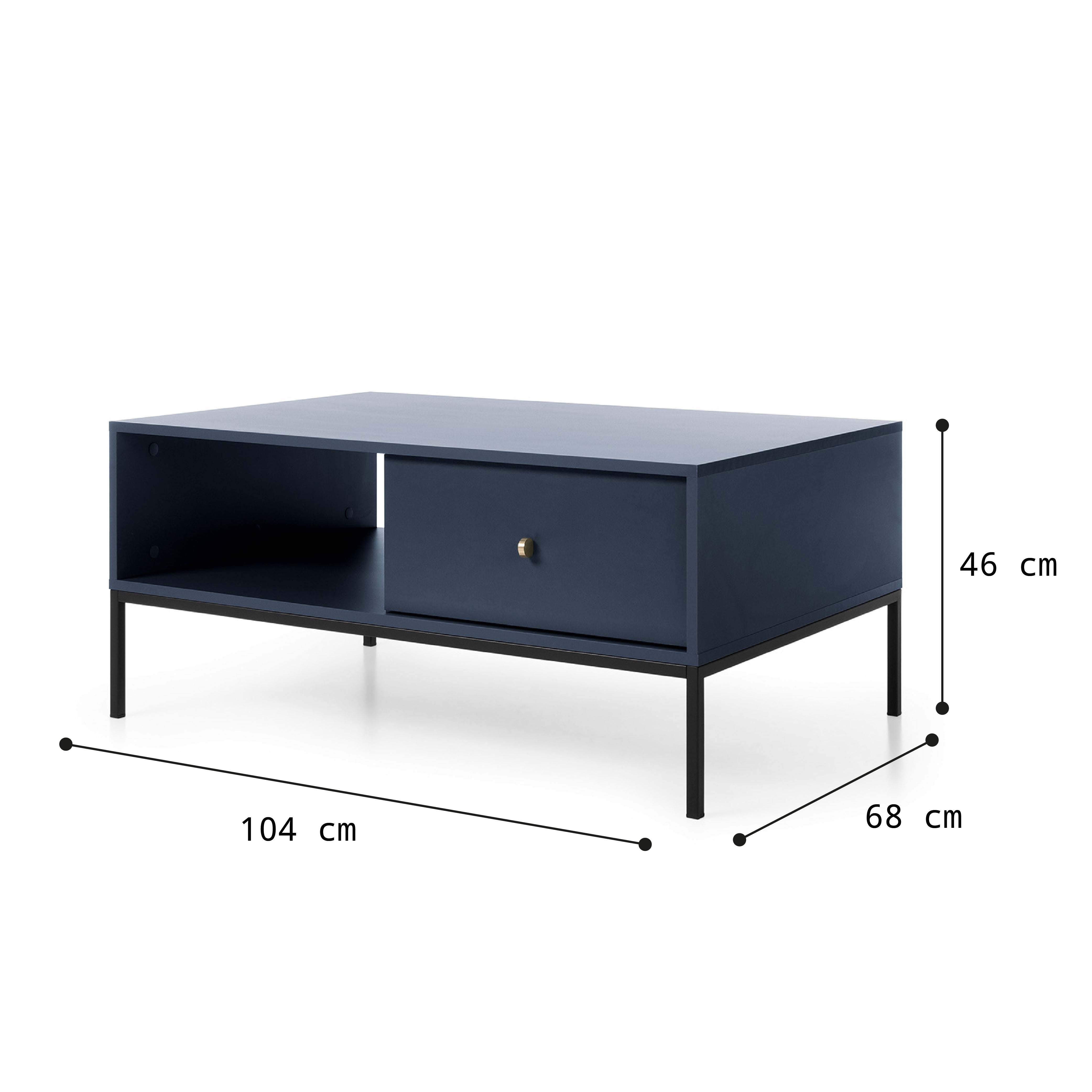 Table basse avec 1 tiroir en bois laminé Canterno 104x68 cm