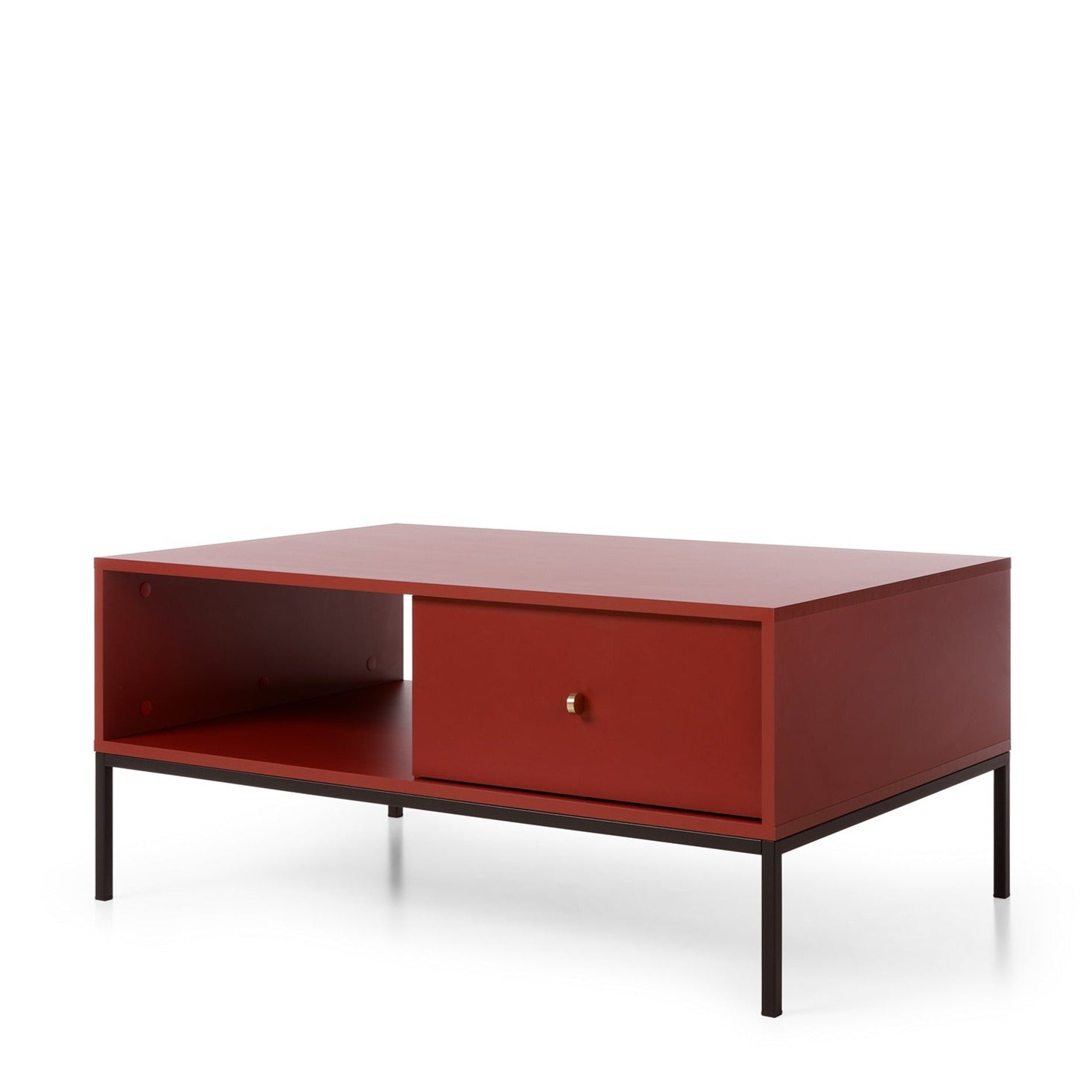 Table basse 1 tiroir en bois laminé bordeaux Canterno 104x68 cm 