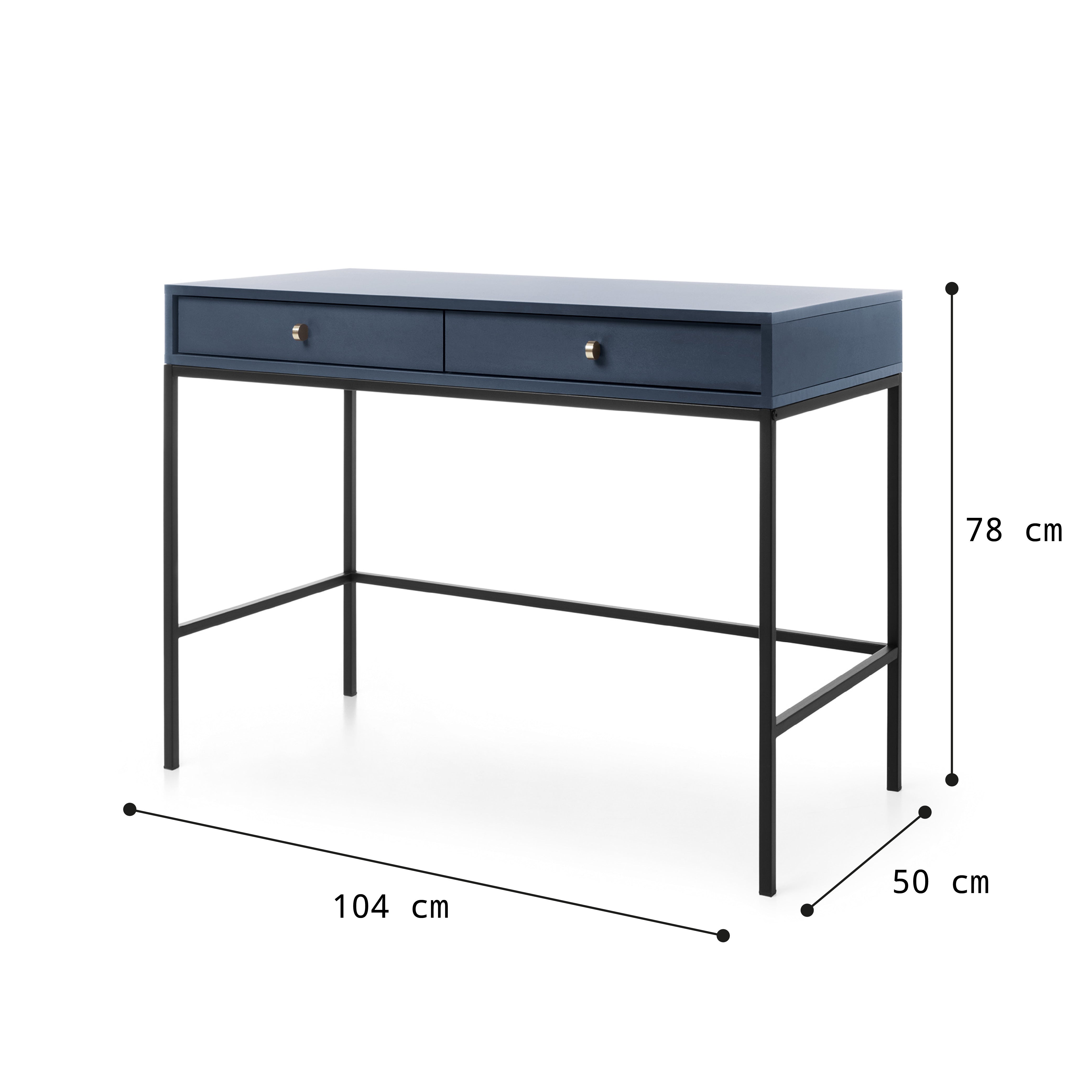 Console d'entrée 2 tiroirs en bois laminé bleue Canterno 104x50 cm 