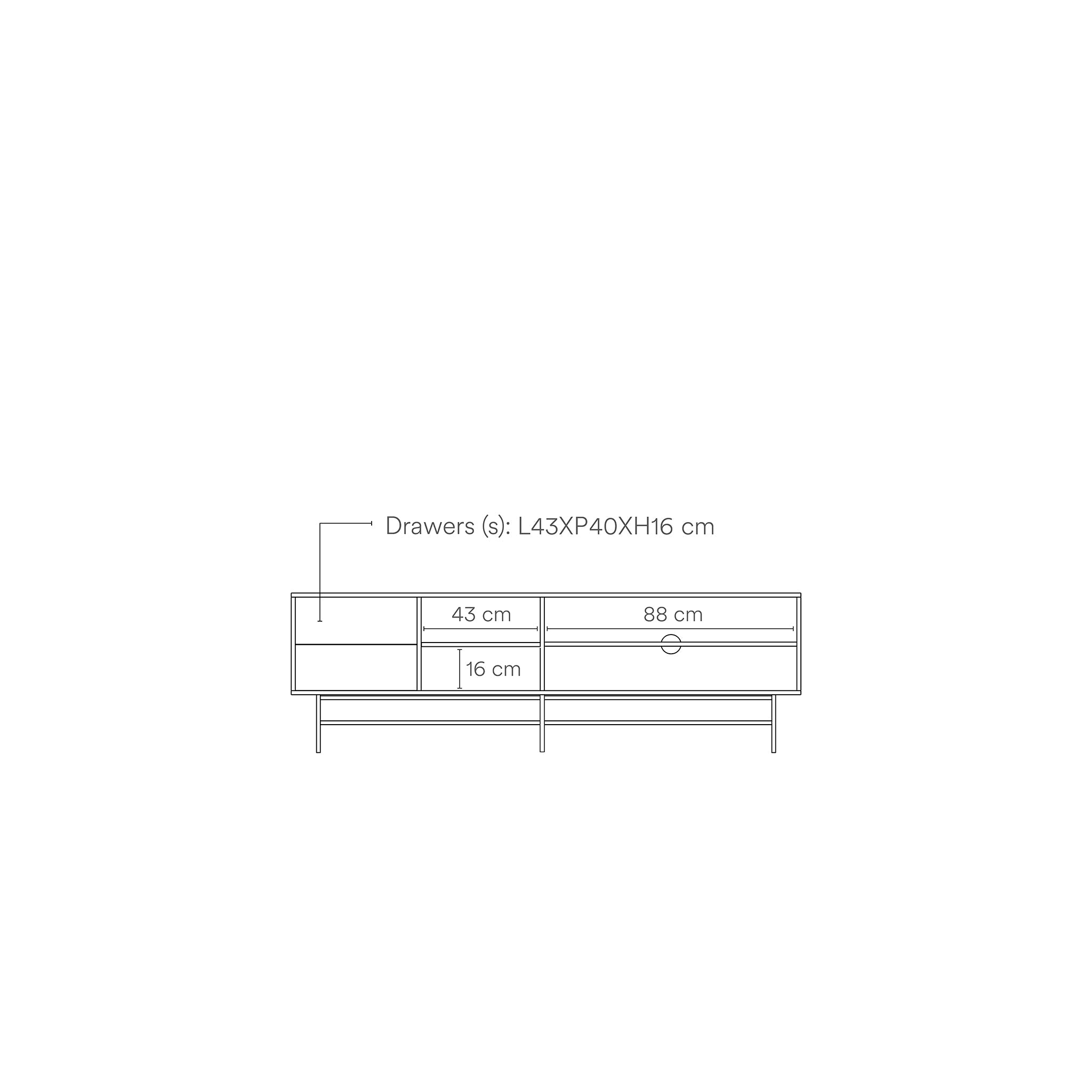 Meuble TV 2 portes et 2 tiroirs 180x56 cm Nube par Teulat laqué sable et terre cuite avec pied en fer 