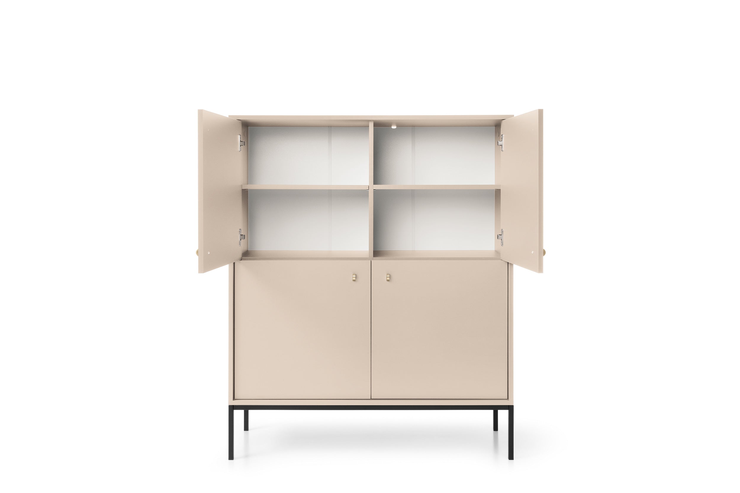 Buffet beige 4 portes et pieds en bois laminé Canterno 104x125 cm 