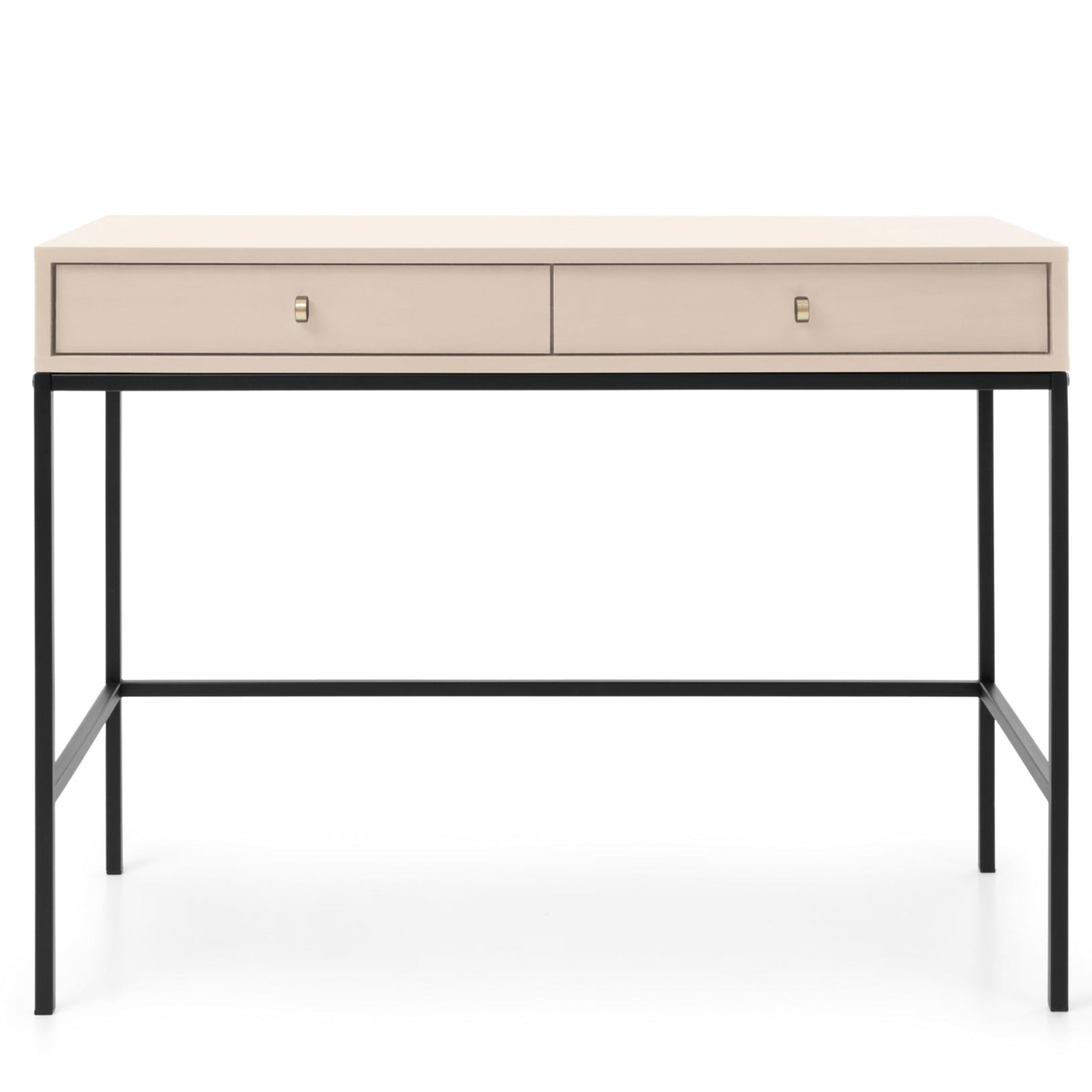 Console d'entrée 2 tiroirs en bois laminé beige Canterno 104x50 cm 