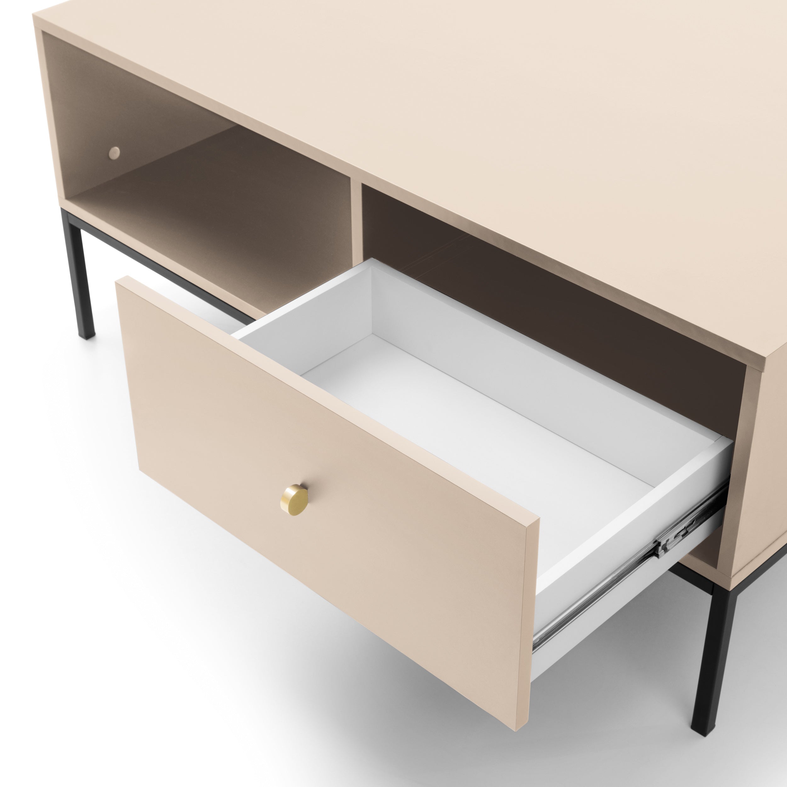 Table basse 1 tiroir en bois laminé beige Canterno 104x68 