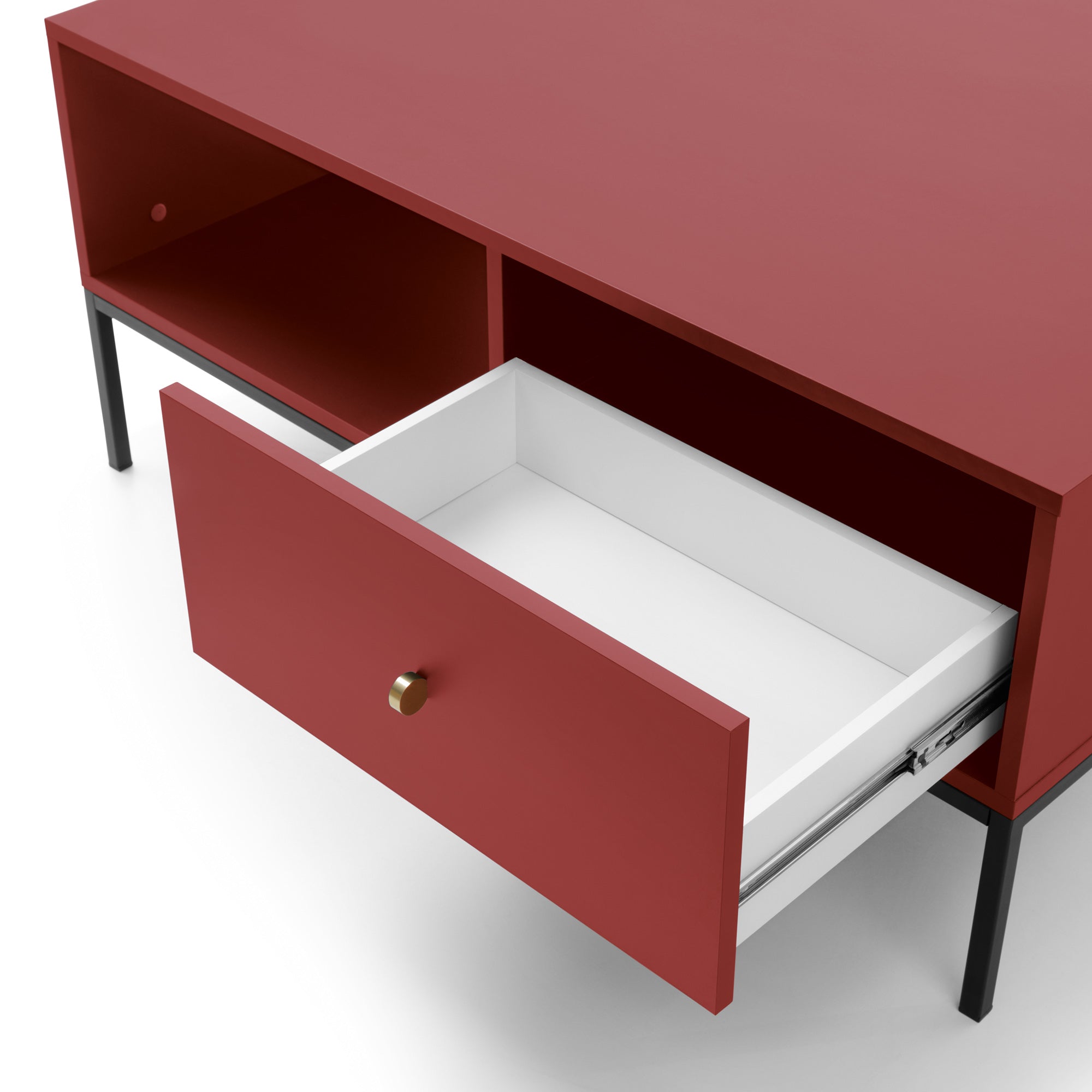 Table basse 1 tiroir en bois laminé bordeaux Canterno 104x68 cm 