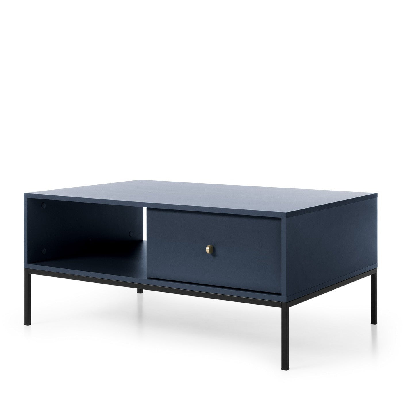 Table basse 1 tiroir en bois laminé bleu Canterno 104x68 cm