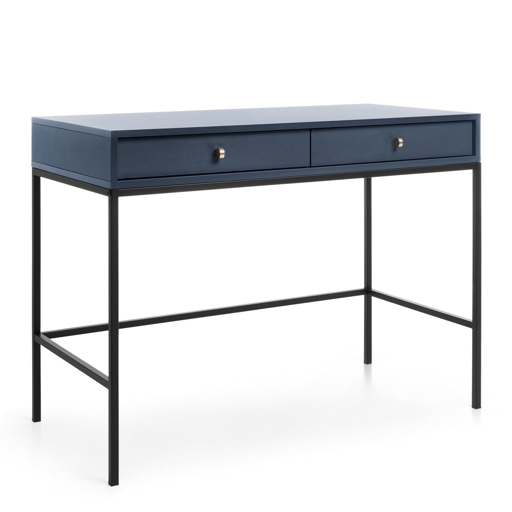 Console d'entrée 2 tiroirs en bois laminé bleue Canterno 104x50 cm 