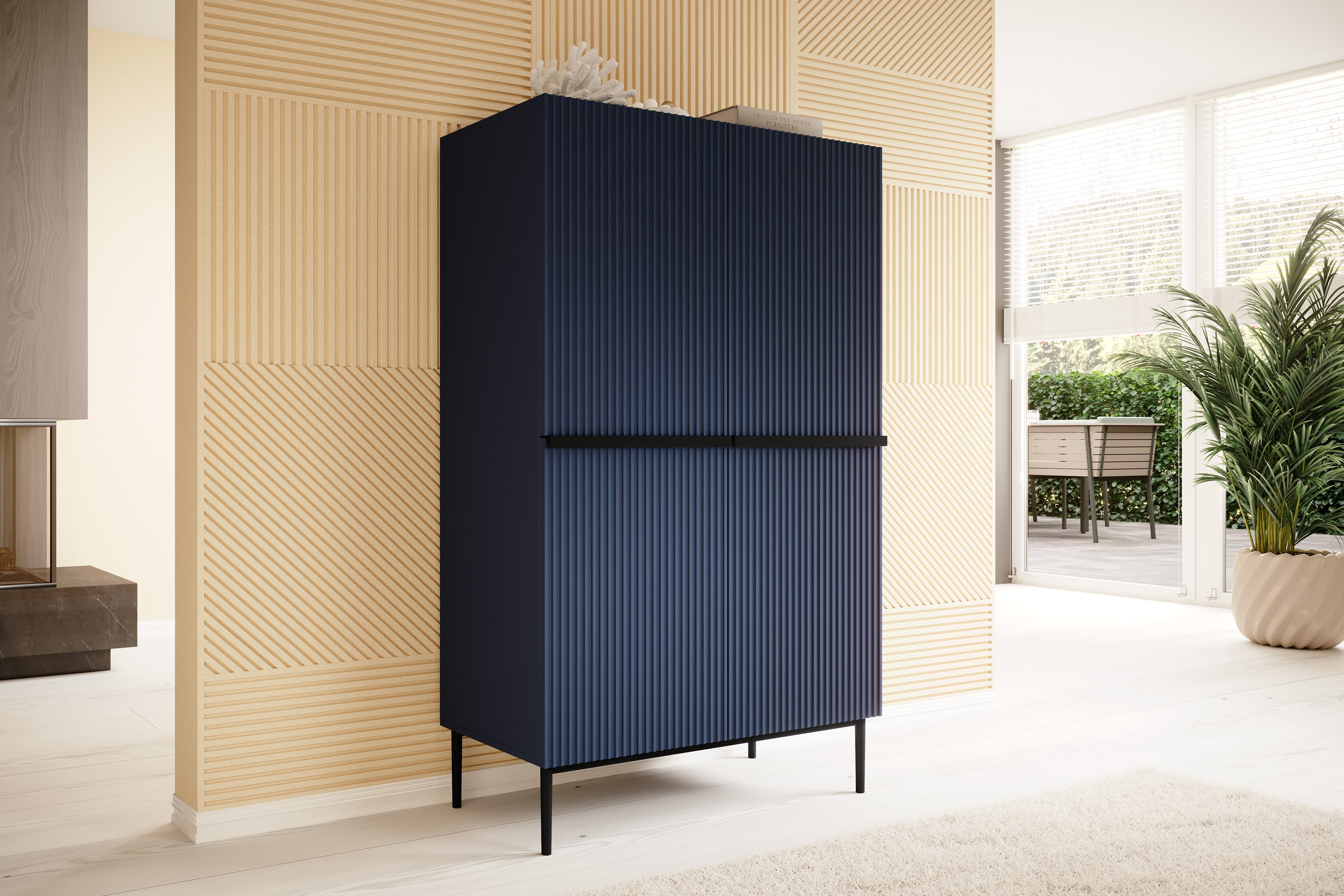 Buffet 2 portes  100 x 160 cm Nicole avec pied en métal noir 