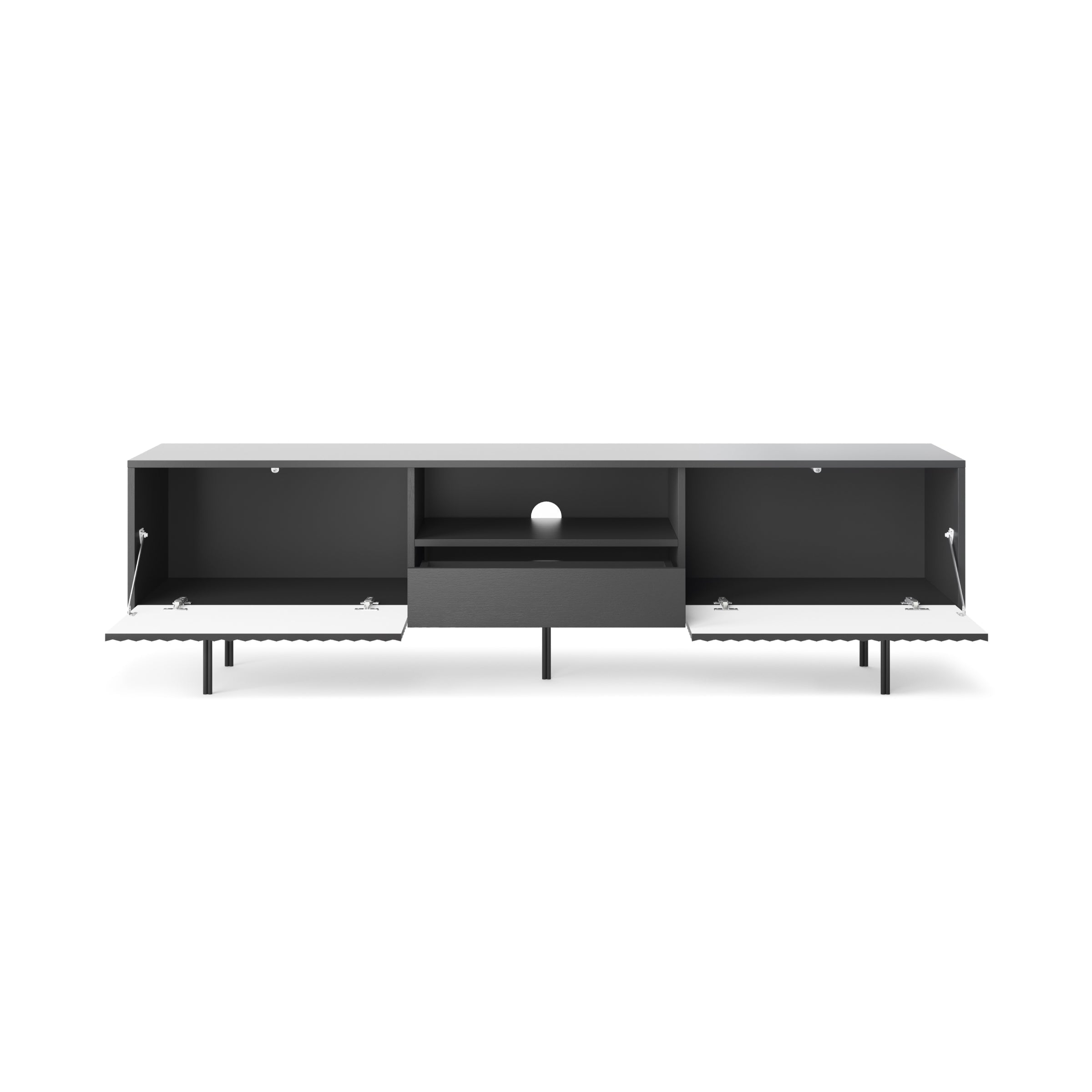 Meuble TV 2 portes et 1 tiroir en bois laminé Nerea 180 x 51 cm