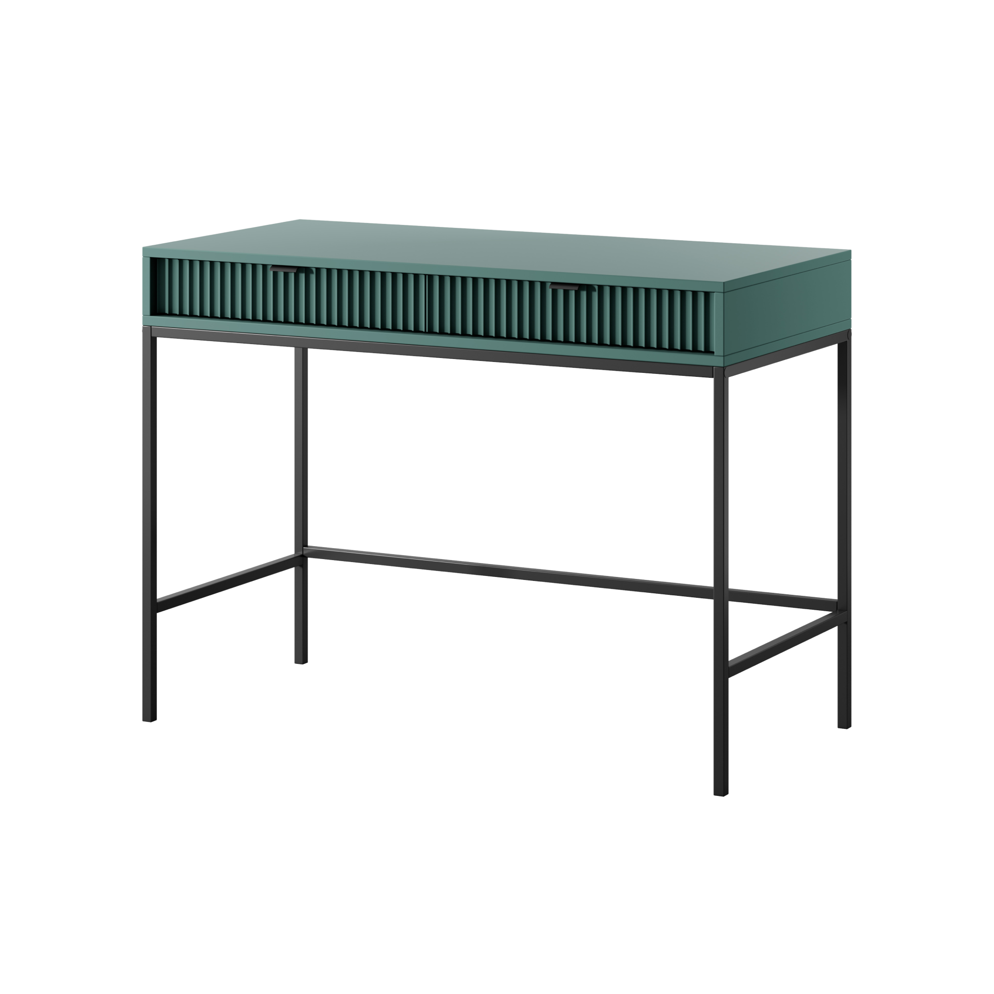 Console avec pieds en métal 2 tiroirs en bois laminé Miseno 104x78 cm