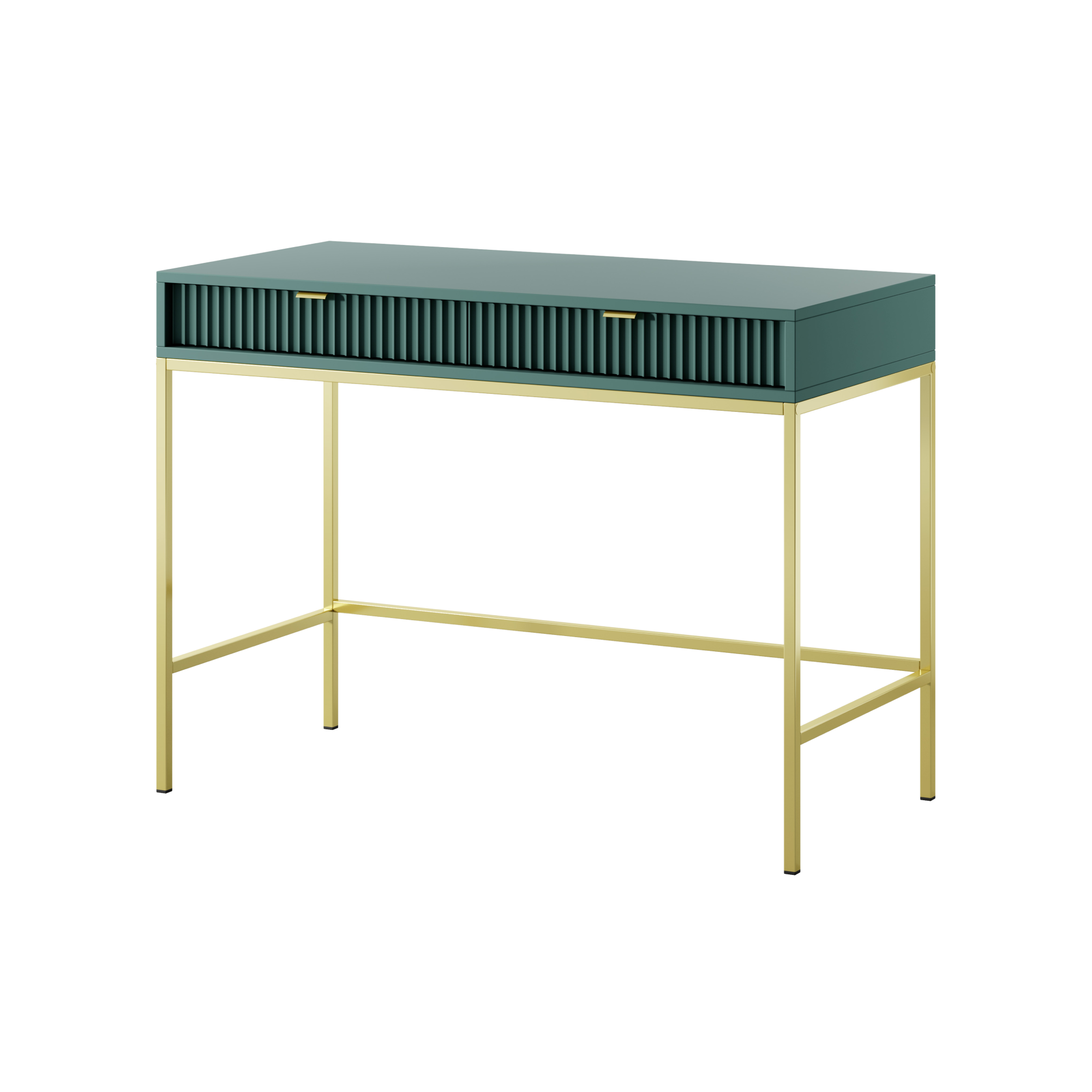 Console avec pieds en métal 2 tiroirs en bois laminé Miseno 104x78 cm