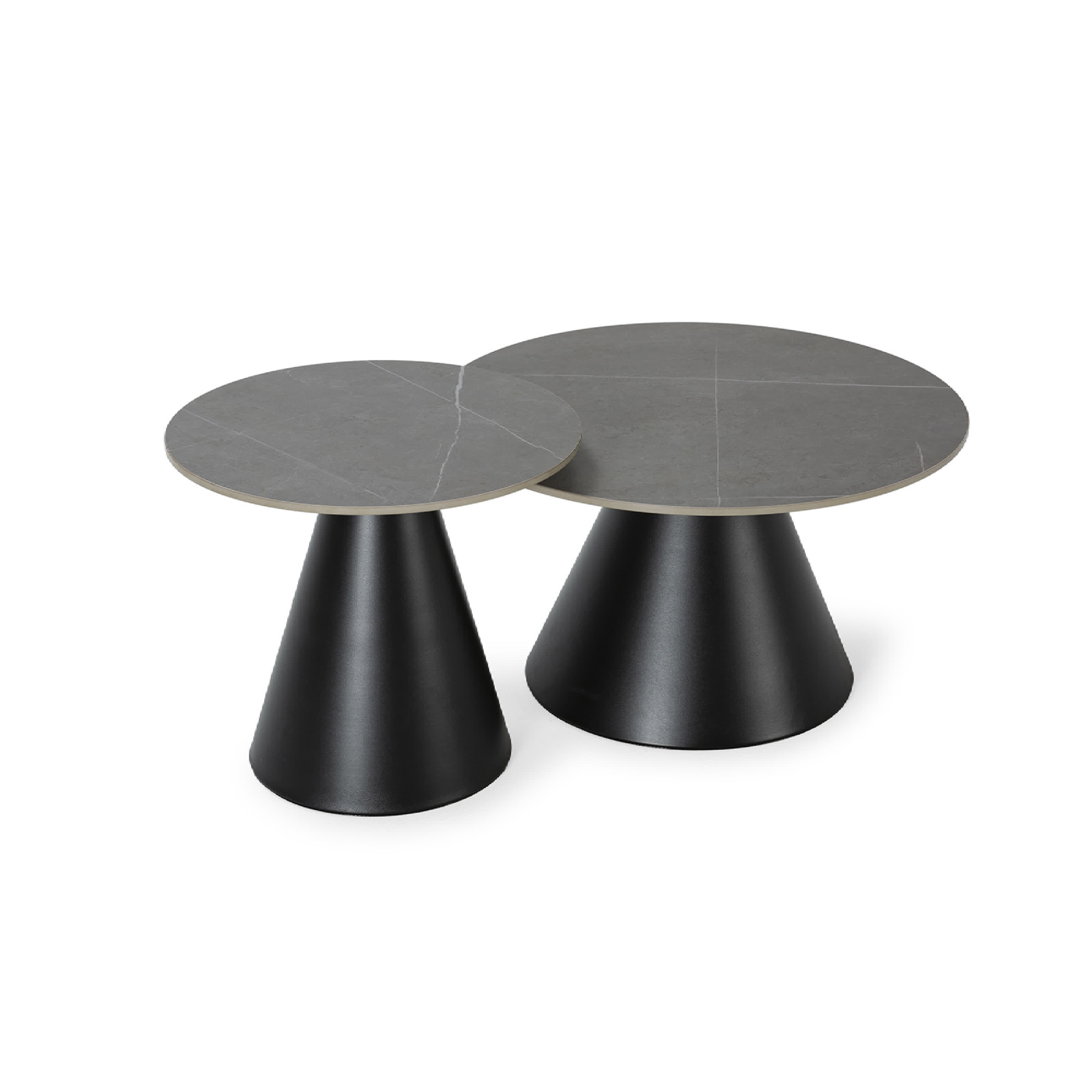 Set di 2 tavolini in pietra grigia Louna 70/50 x 40/45.5 cm