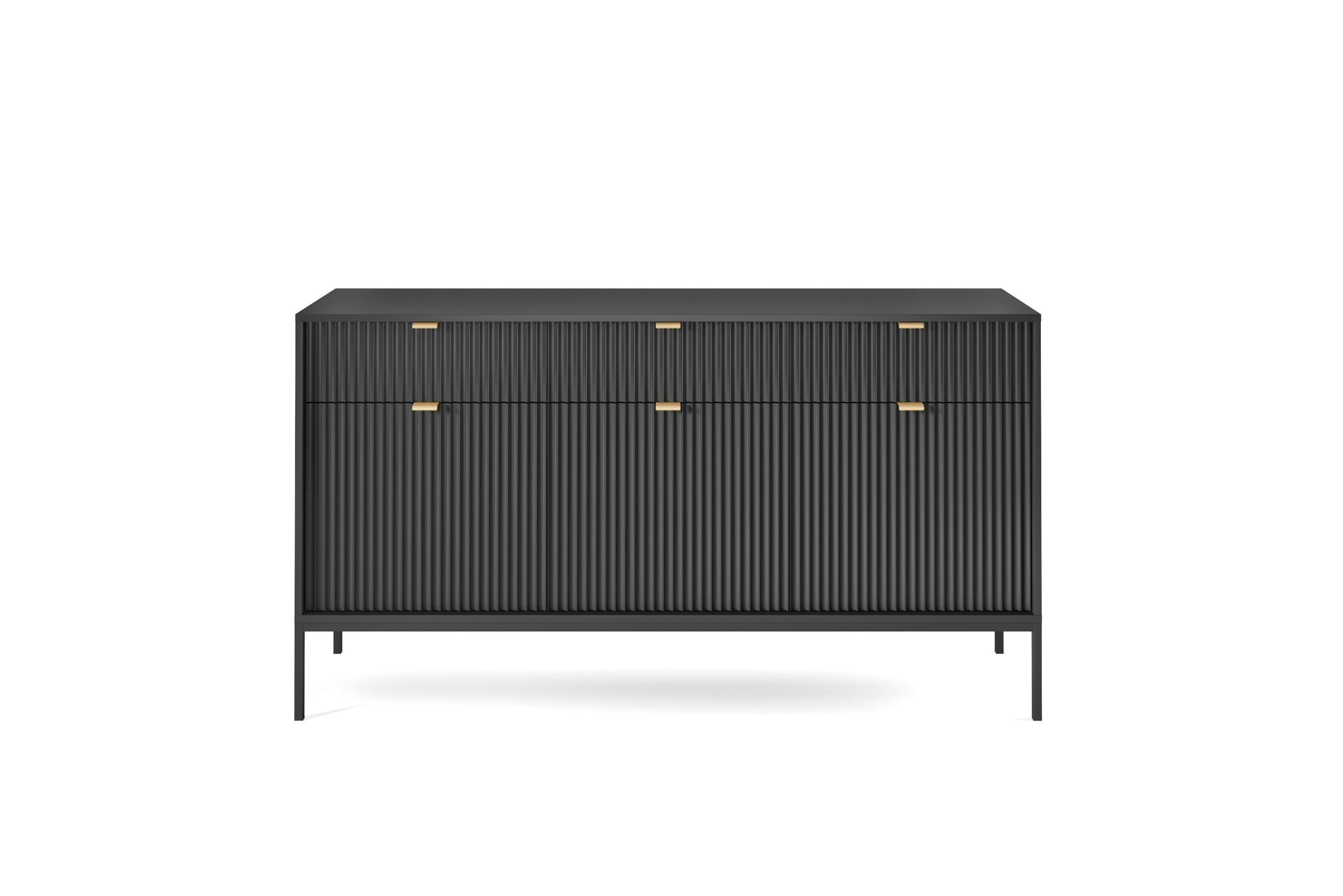 Buffet 3 portes 3 tiroirs en bois laminé avec pieds en métal noir Miseno 154x83 cm 