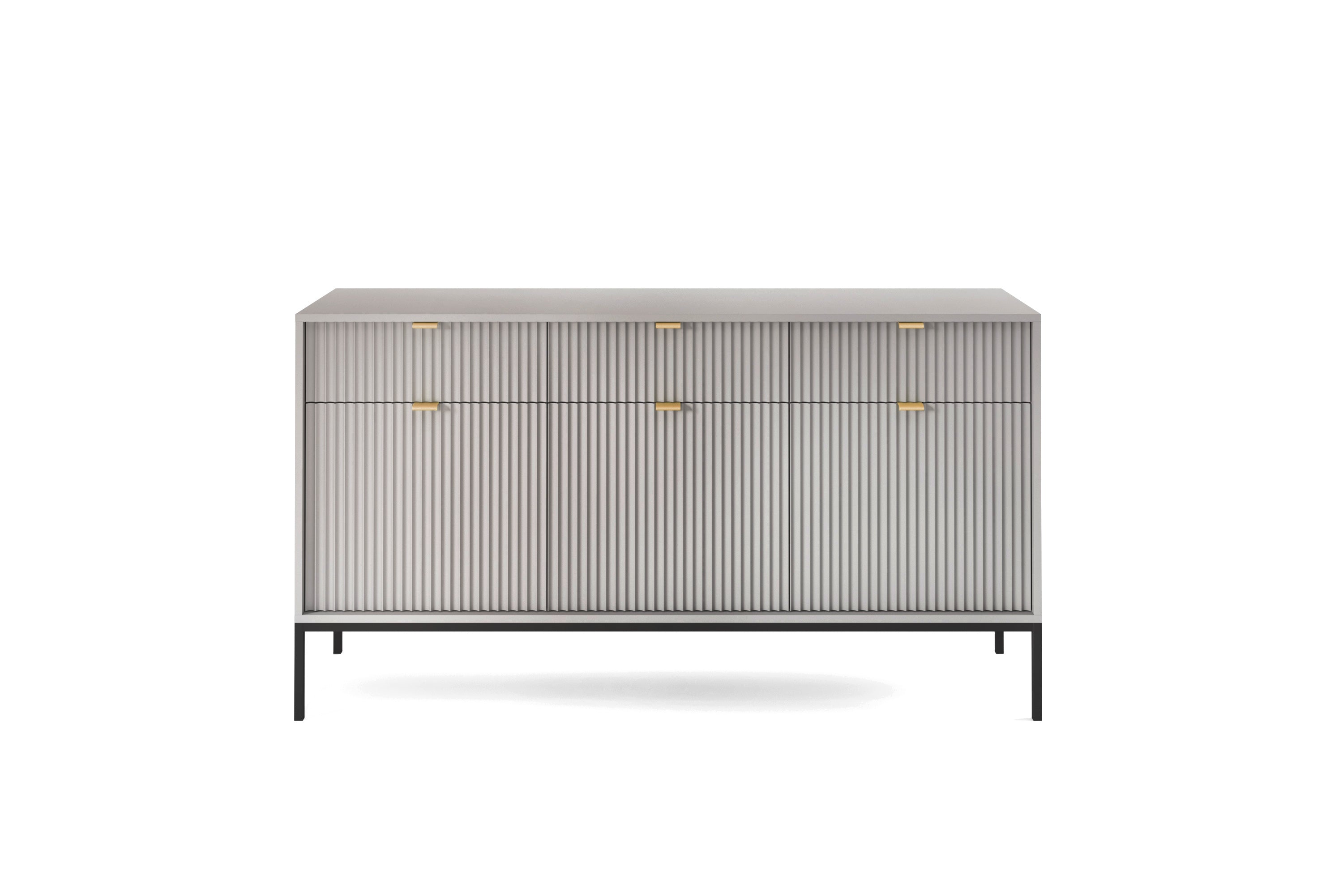 Buffet 3 portes 3 tiroirs en bois laminé avec pieds en métal gris Miseno 154x83 cm