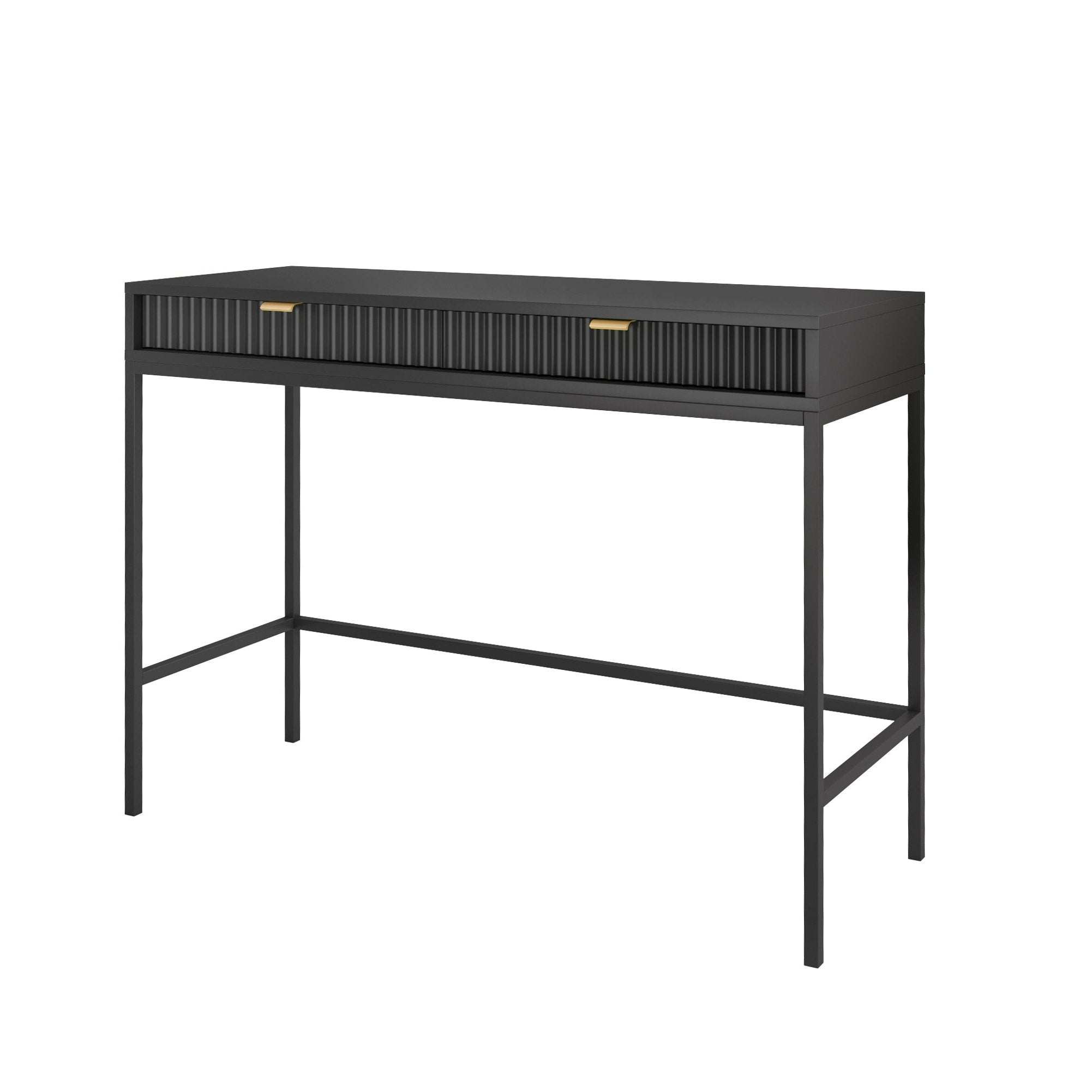 Console avec pieds en métal 2 tiroirs en bois laminé Miseno 104x78 cm