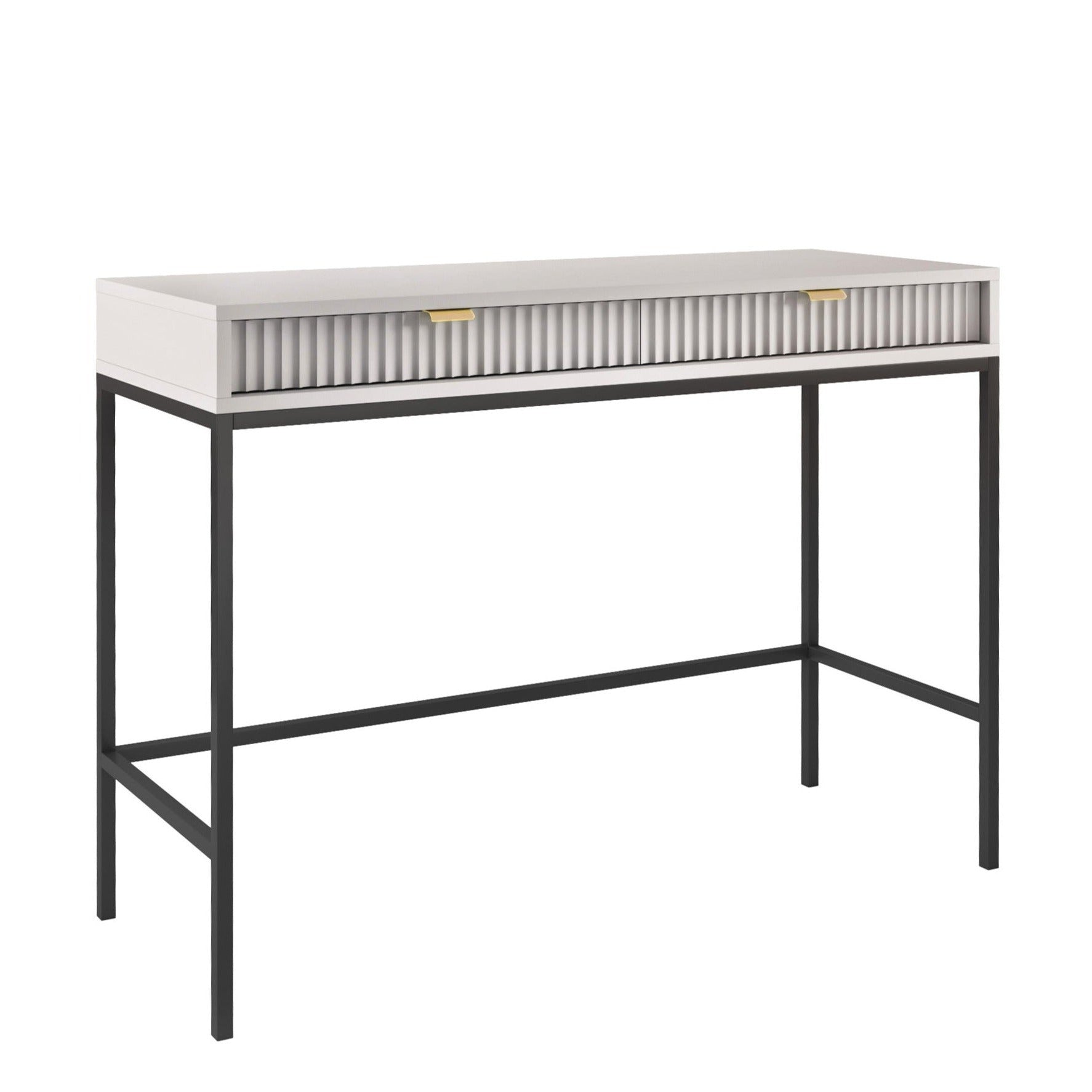 Console grise 2 tiroirs en bois laminé avec pieds en métal Miseno 104x78 cm 
