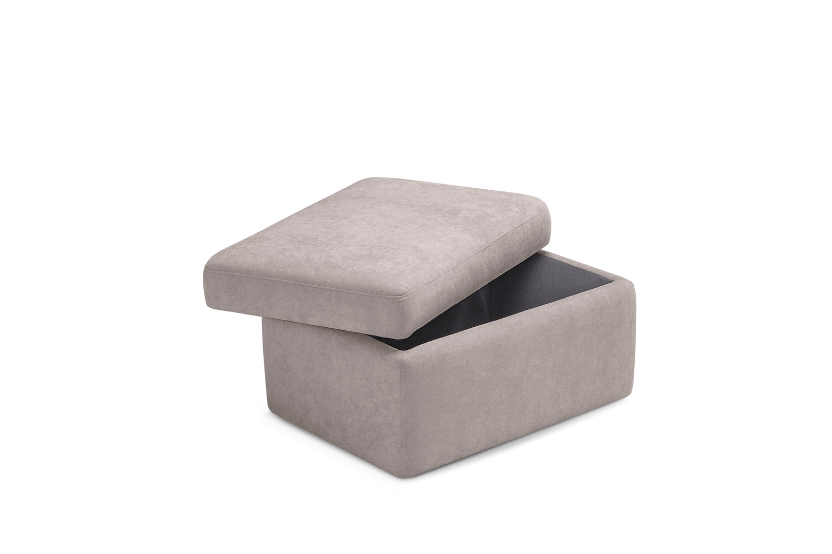 Pouf VULGANO rangement Made in Italy en tissu chenille gris tourterelle 