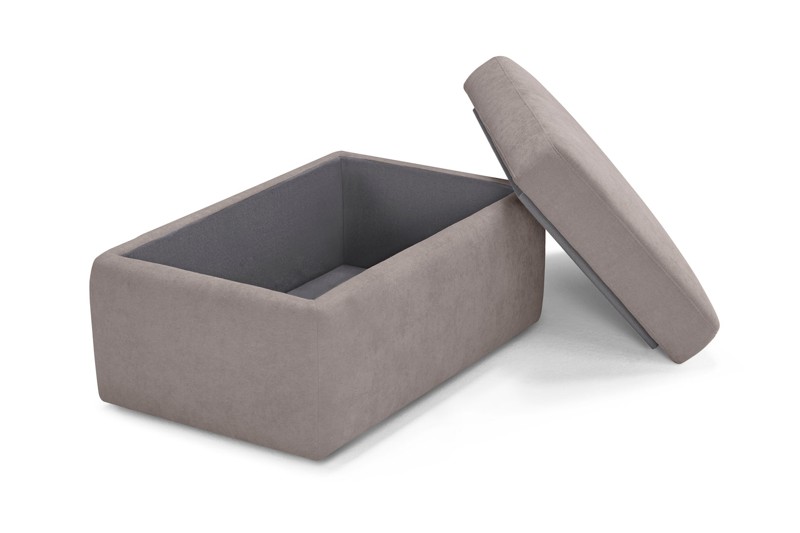 Pouf VULGANO rangement Made in Italy en tissu chenille gris tourterelle 