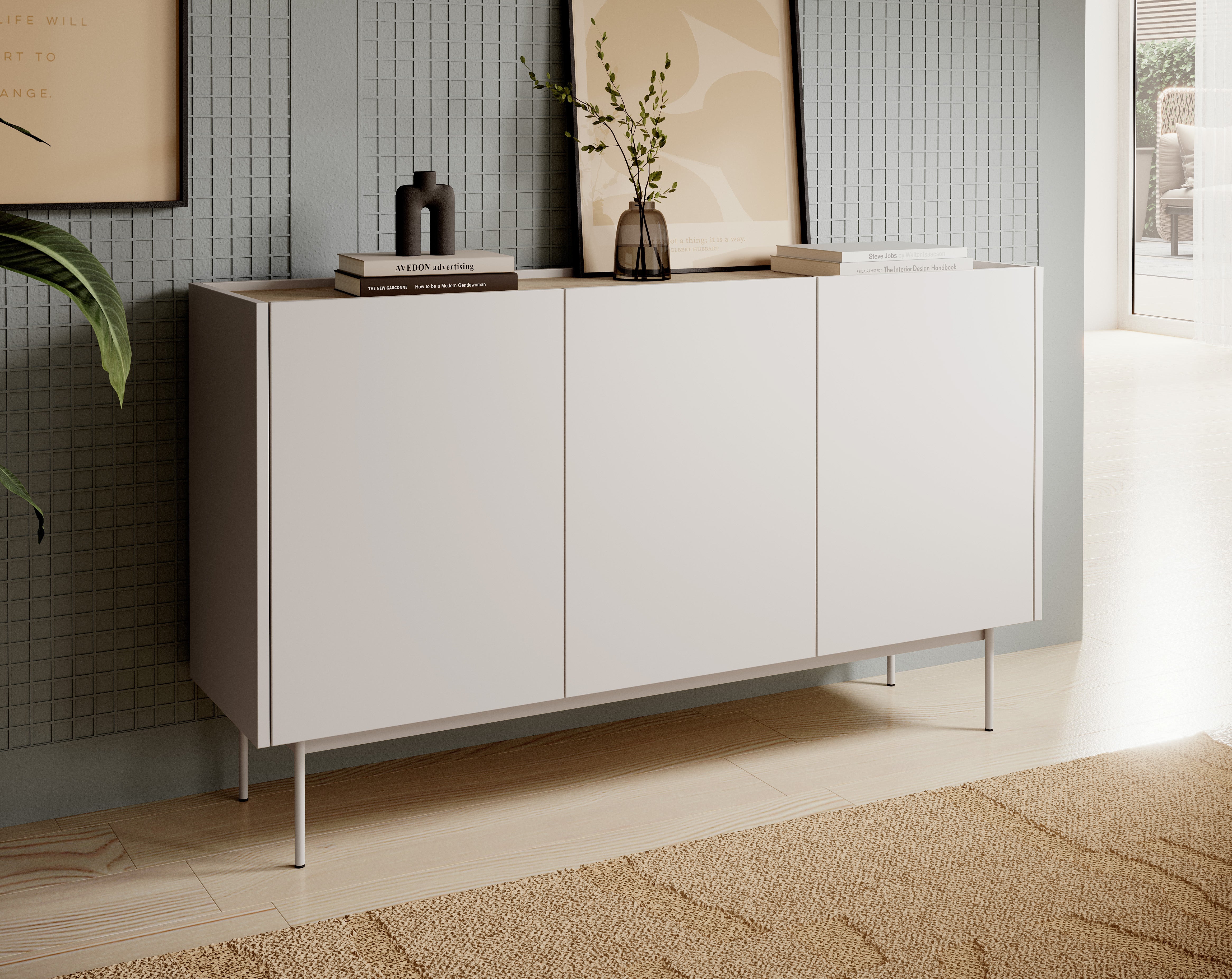 Buffet 3 portes en bois laminé Lago 144x83 cm