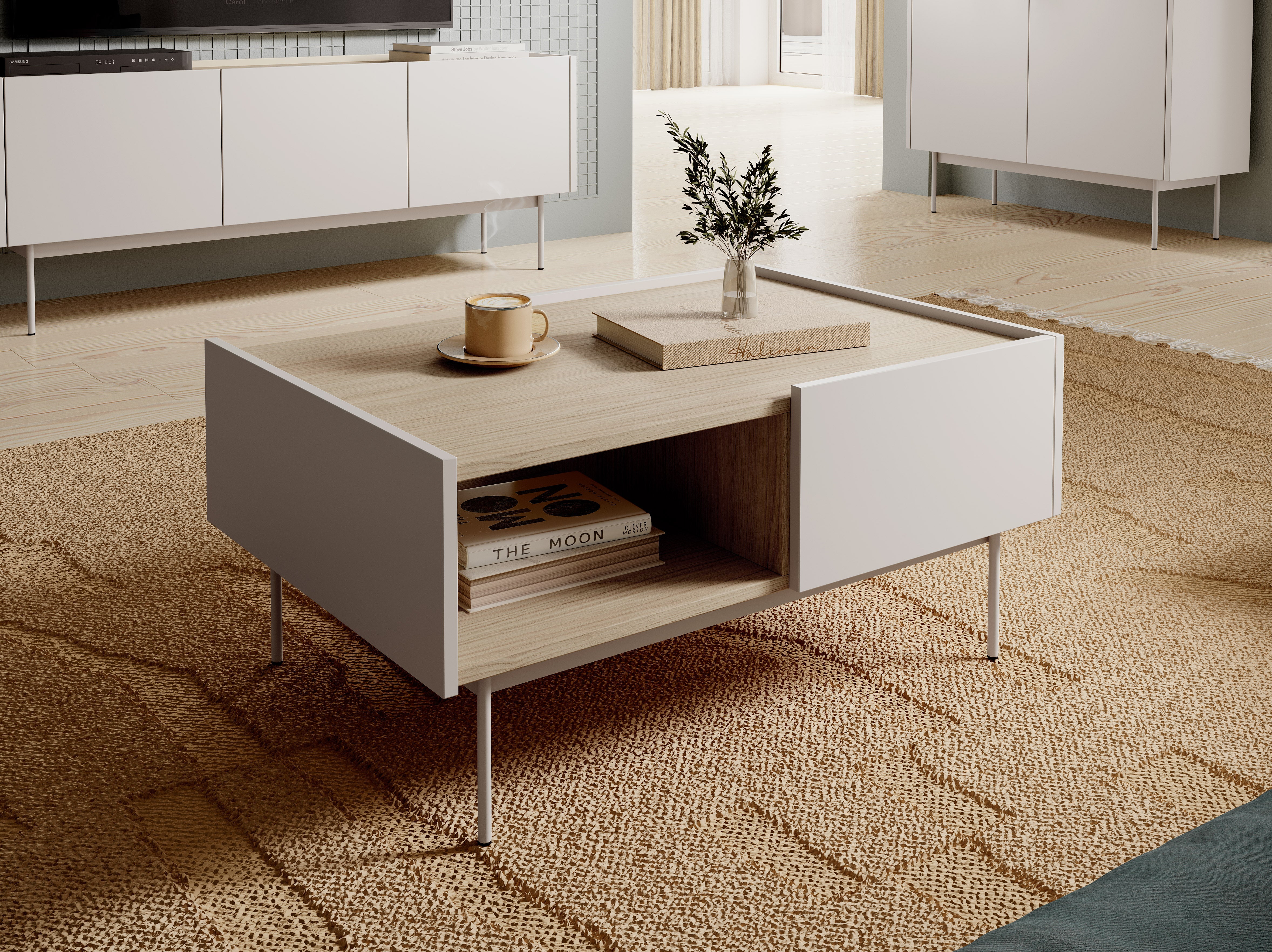 Table basse 2 tiroirs en bois laminé Lago 97x45 cm