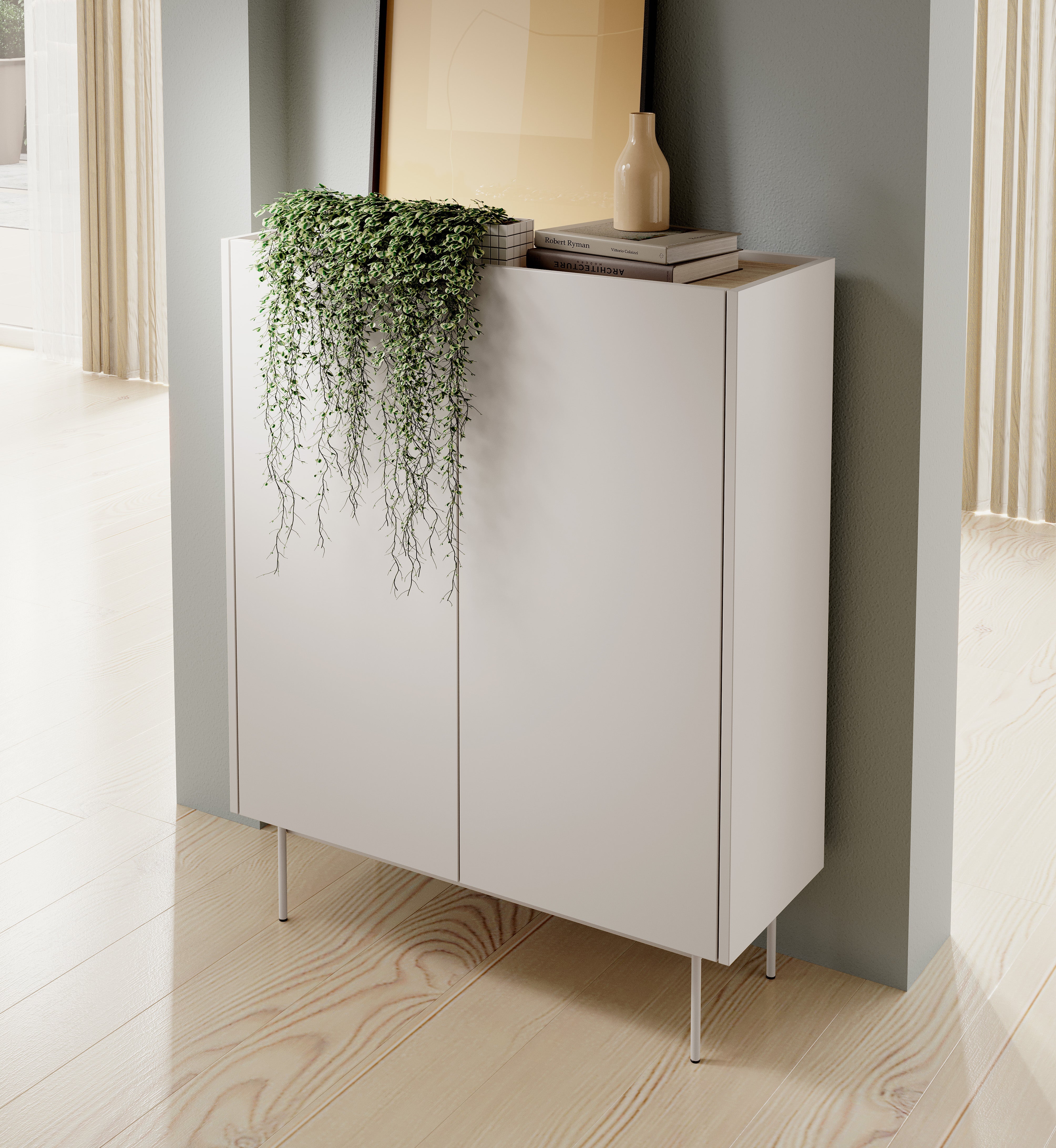 Credenza alta 2 ante in legno laminato Lago 97x122 cm