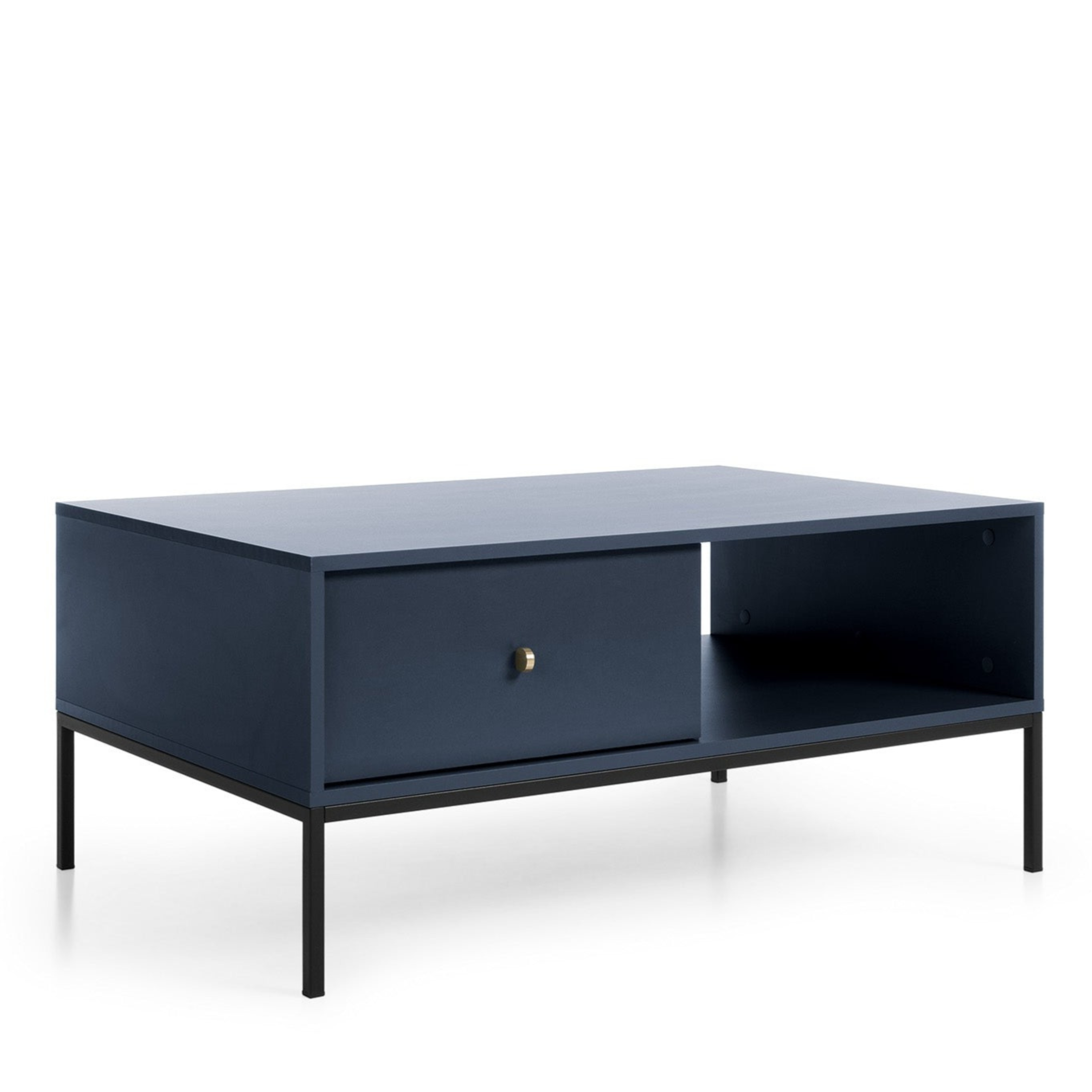 Table basse 1 tiroir en bois laminé bleu Canterno 104x68 cm