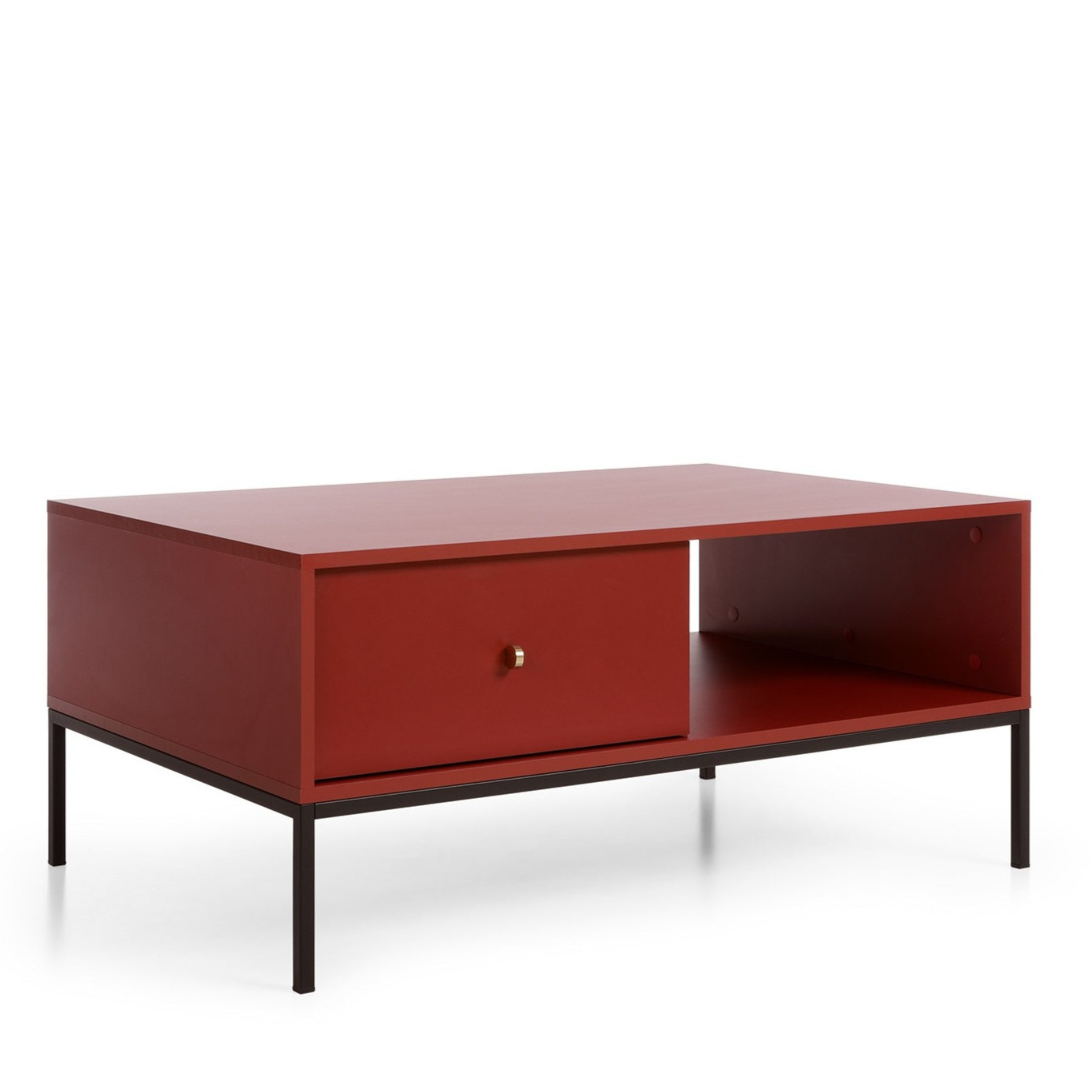Table basse 1 tiroir en bois laminé bordeaux Canterno 104x68 cm 