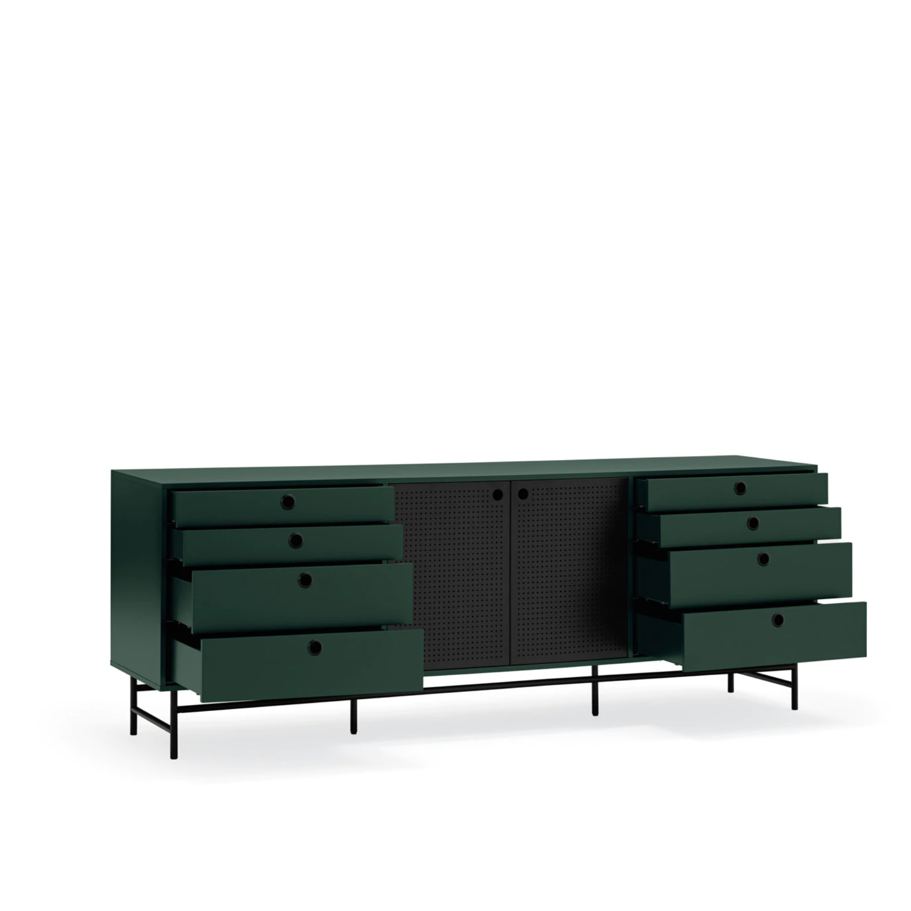 Buffet 8 tiroirs 2 portes 212x47 cm Punto de Teulat vert