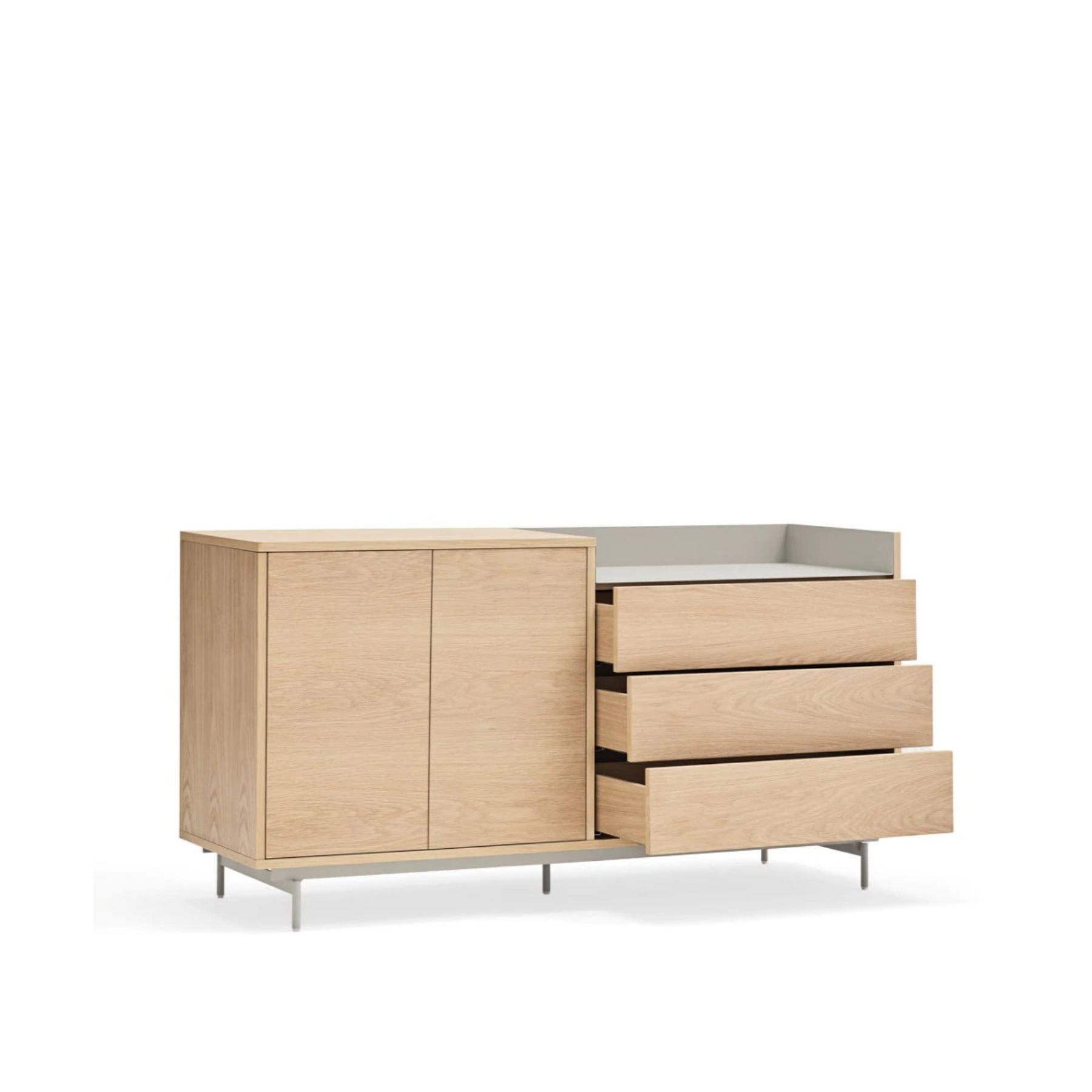 Buffet 3 tiroirs 2 portes 150x45 cm Valley de Teulat chêne/gris clair