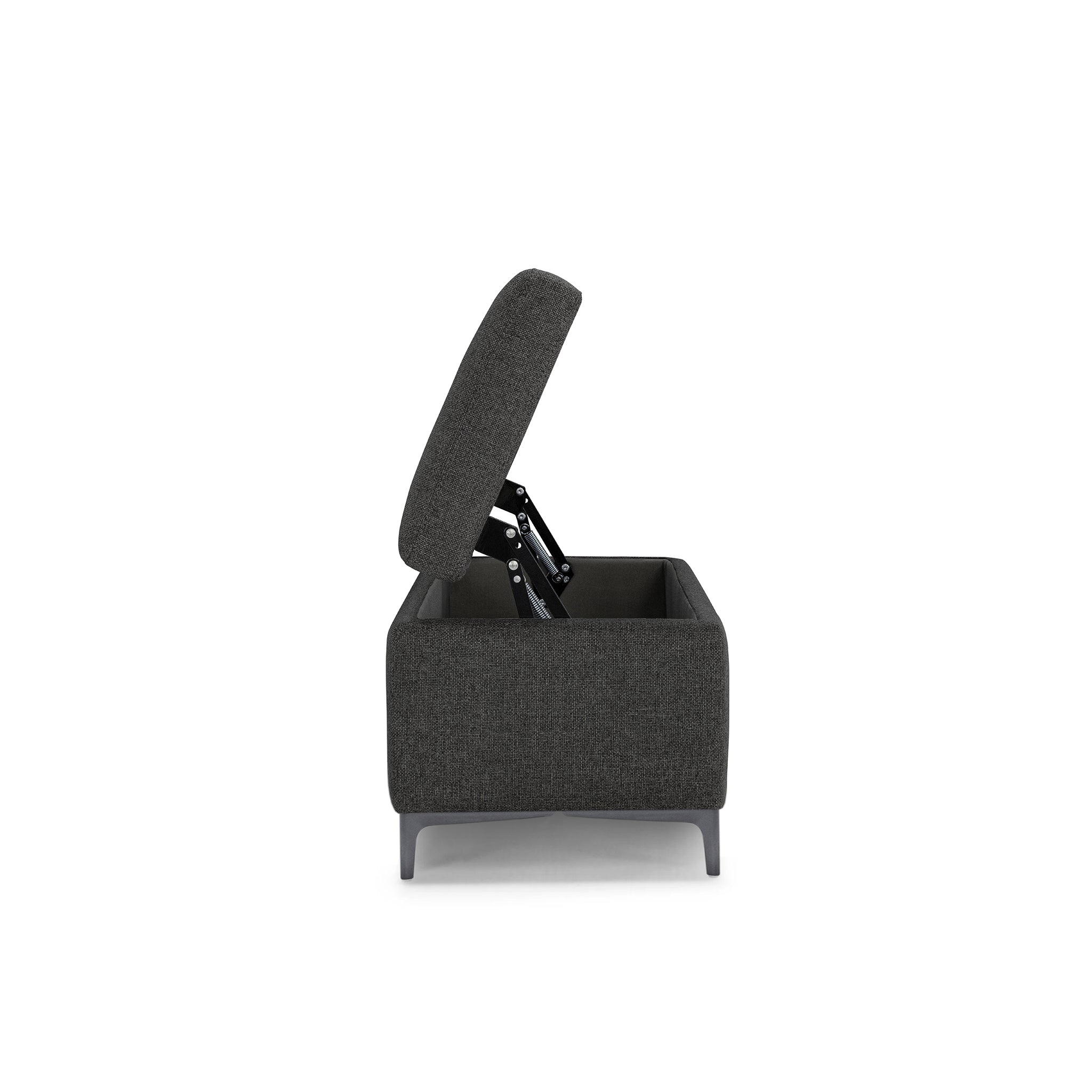 Banc AVIGLIANA 110x50 cm rangement Made in Italy en tissu tramé anthracite  