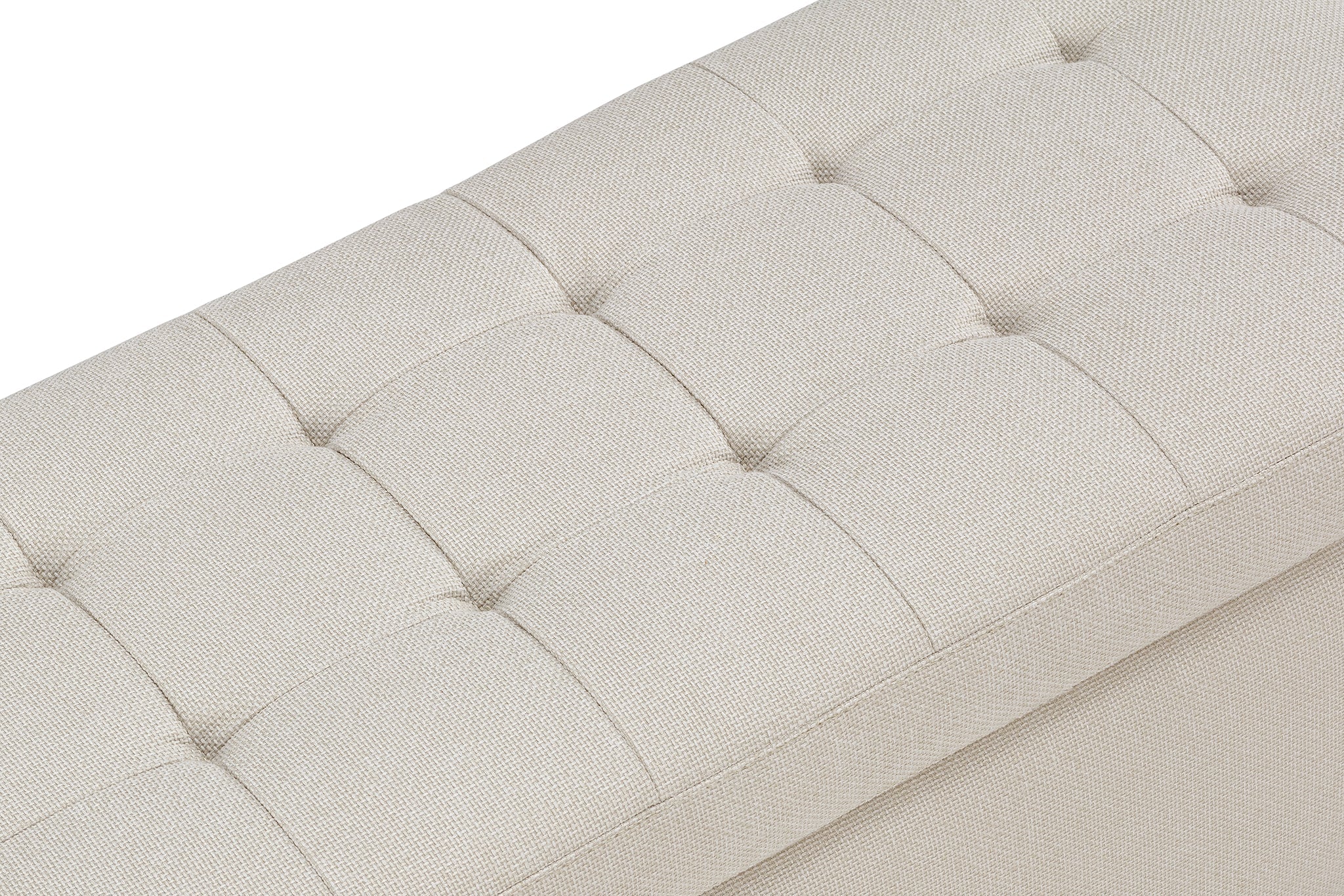 Banc CARAMAGNA 110x45 cm rangement Made in Italy matelassé en tissu texturé blanc 