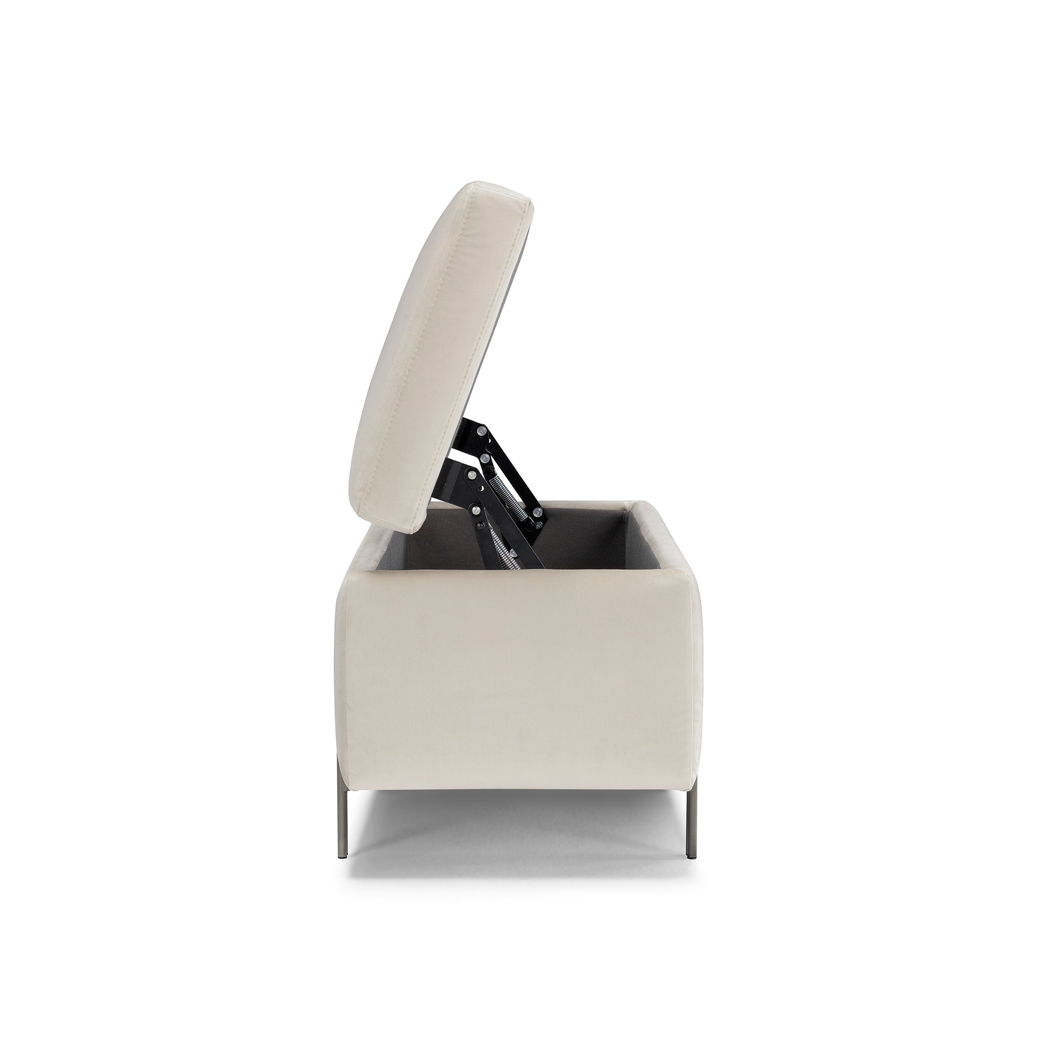 Banc SARDORELLA 110x45 cm rangement Made in Italy en velours beige 