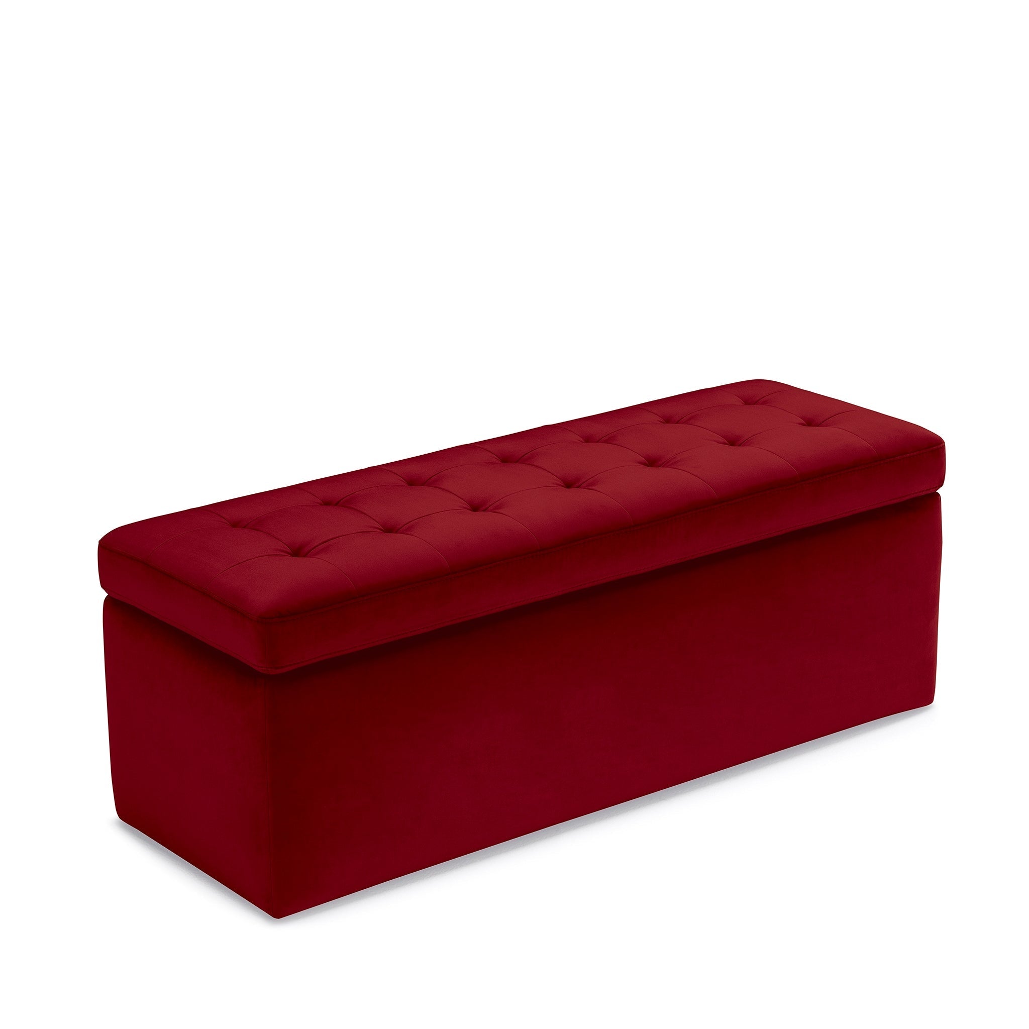 Banc modèle rangement Made in Italy matelassé en velours bordeaux 