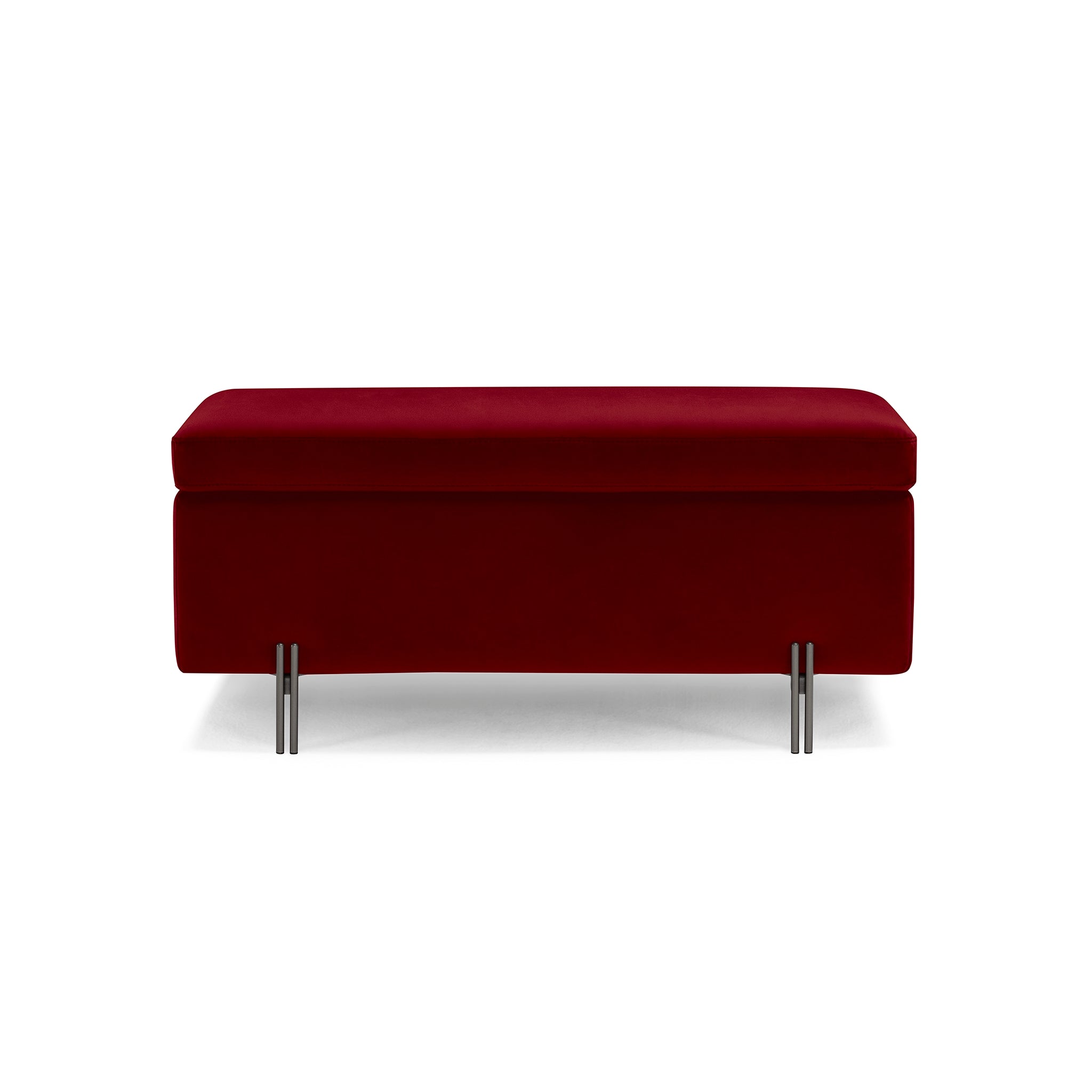Banc SARDORELLA 110x45 cm rangement Made in Italy en velours bordeaux  
