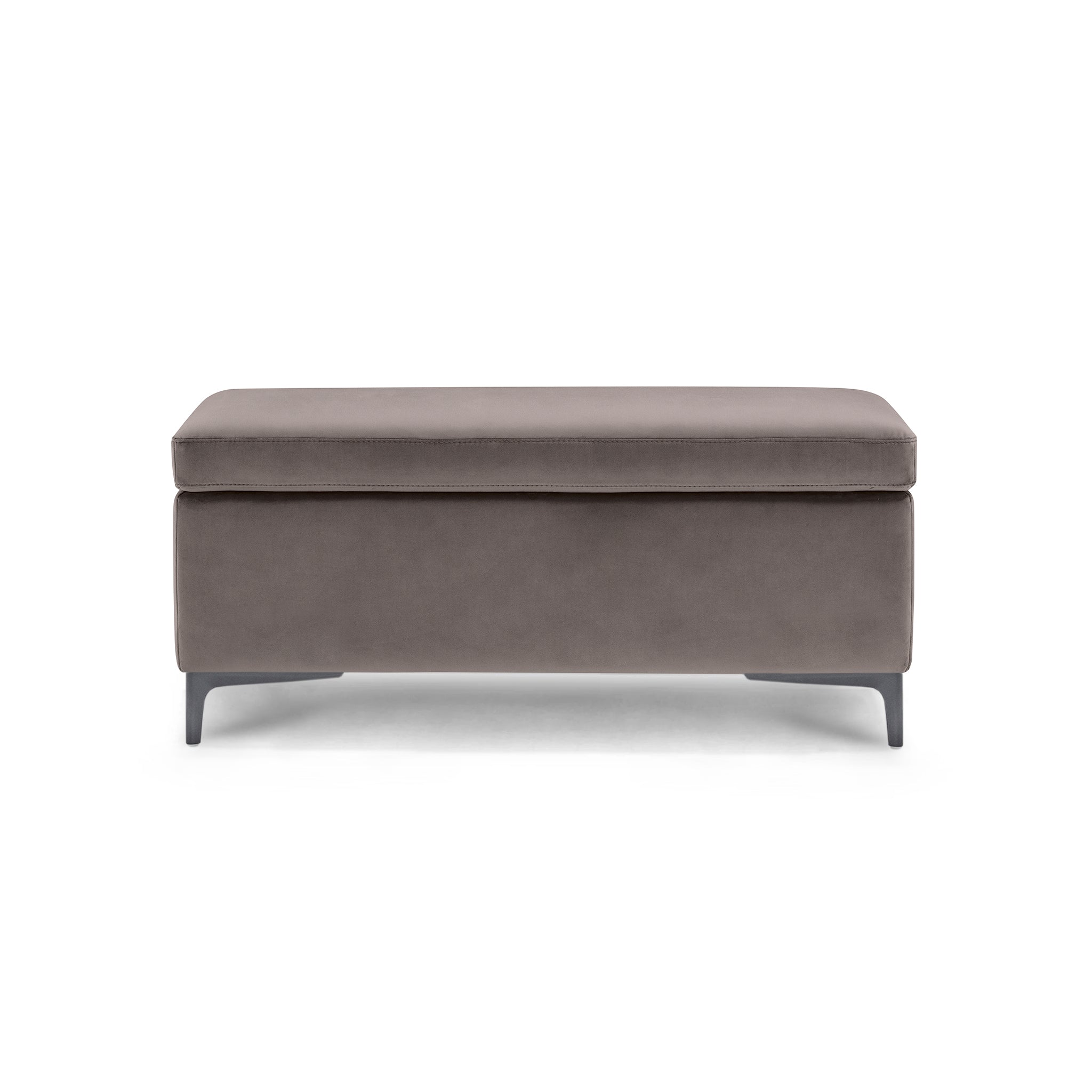 Banc AVIGLIANA 110x50 cm rangement Made in Italy en velours gris tourterelle