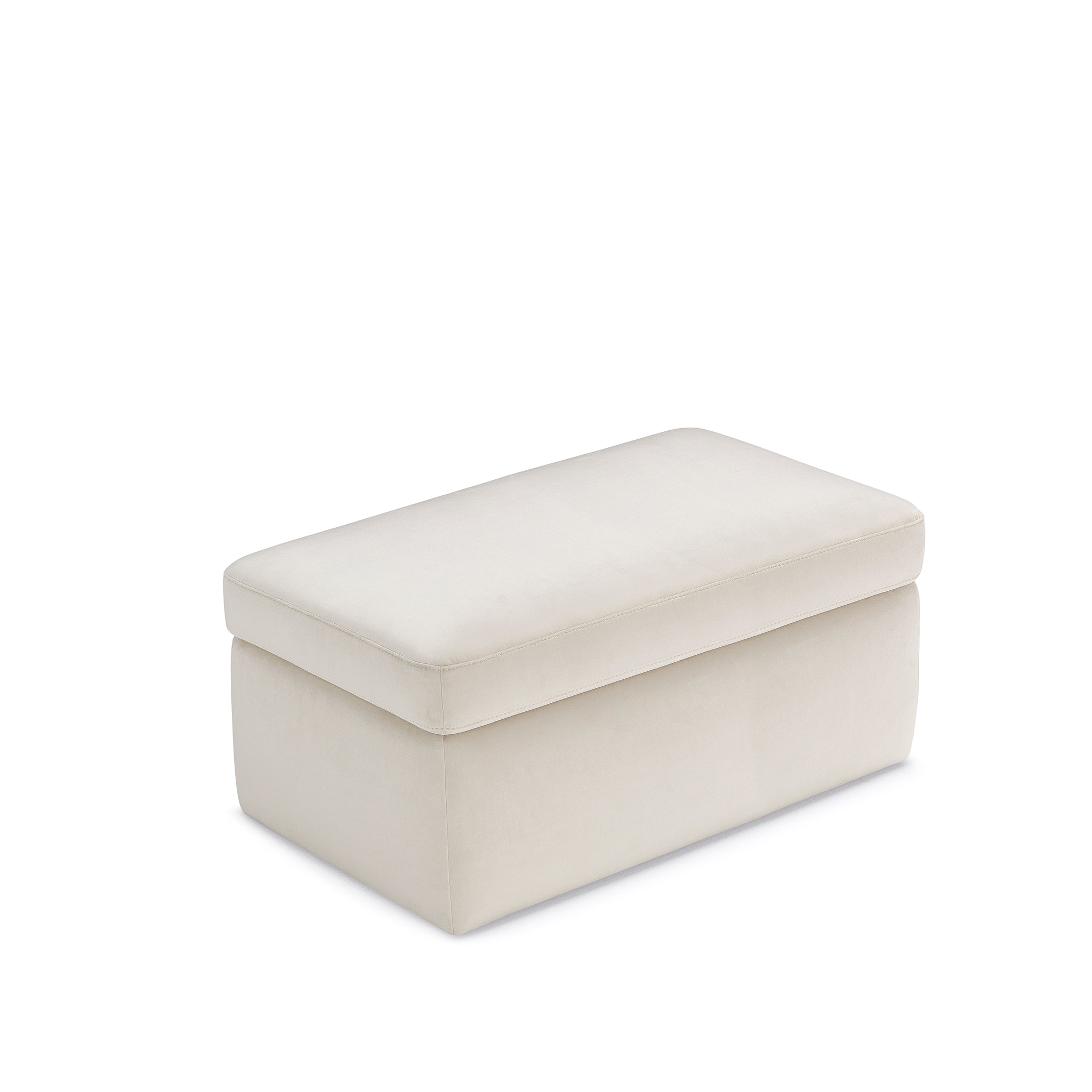 Pouf rangement Made in Italy en velours beige - VULGANO