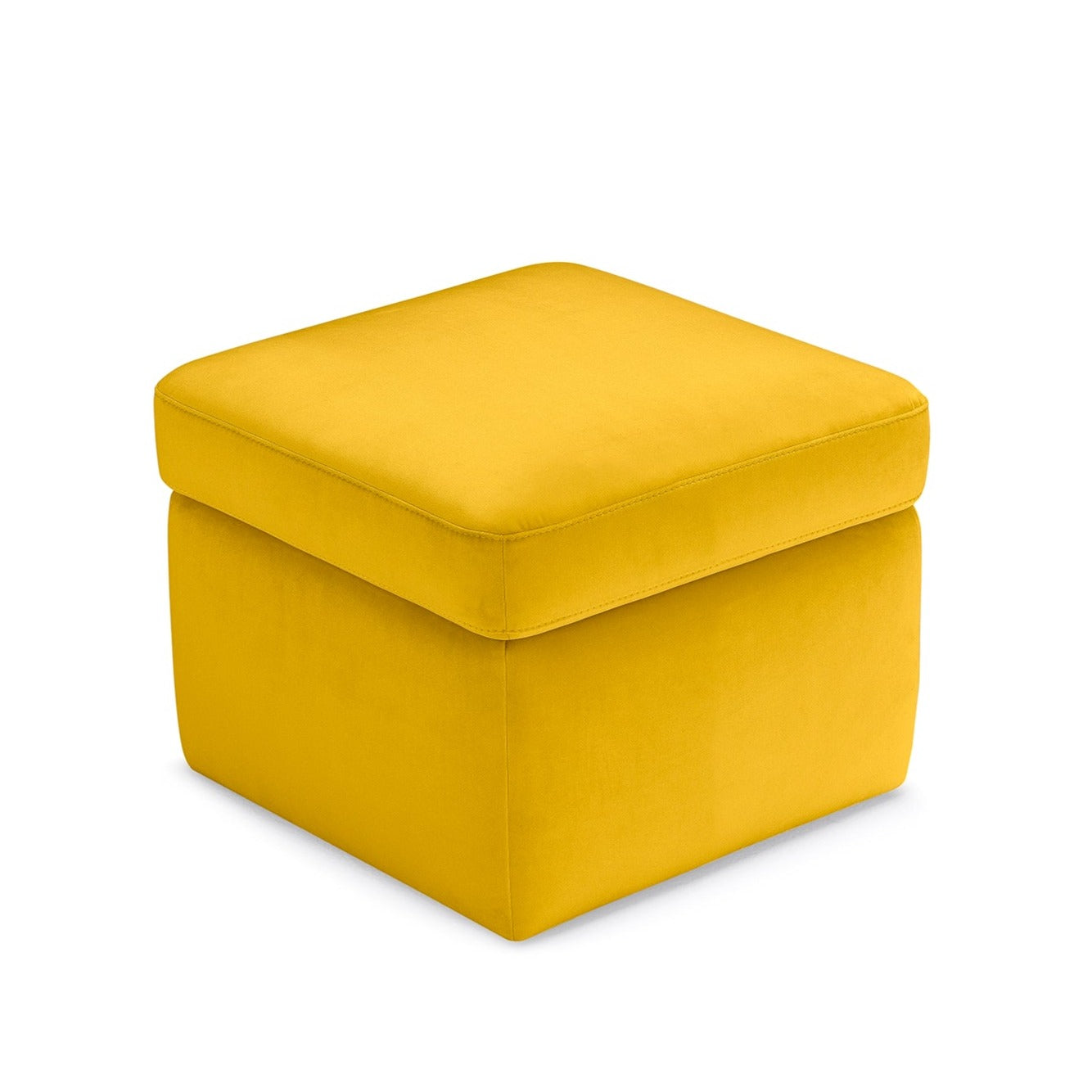 Pouf rangement Made in Italy en velours jaune - VULGANO