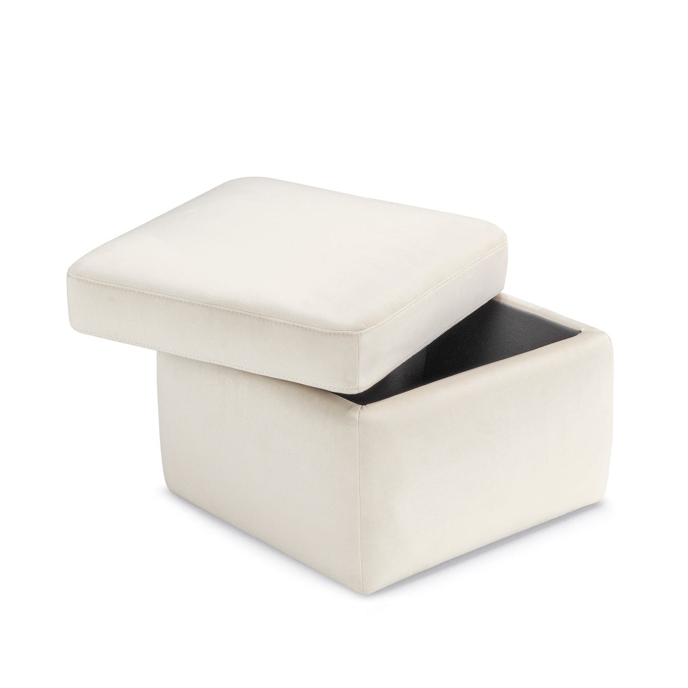 Pouf rangement Made in Italy en velours beige - VULGANO