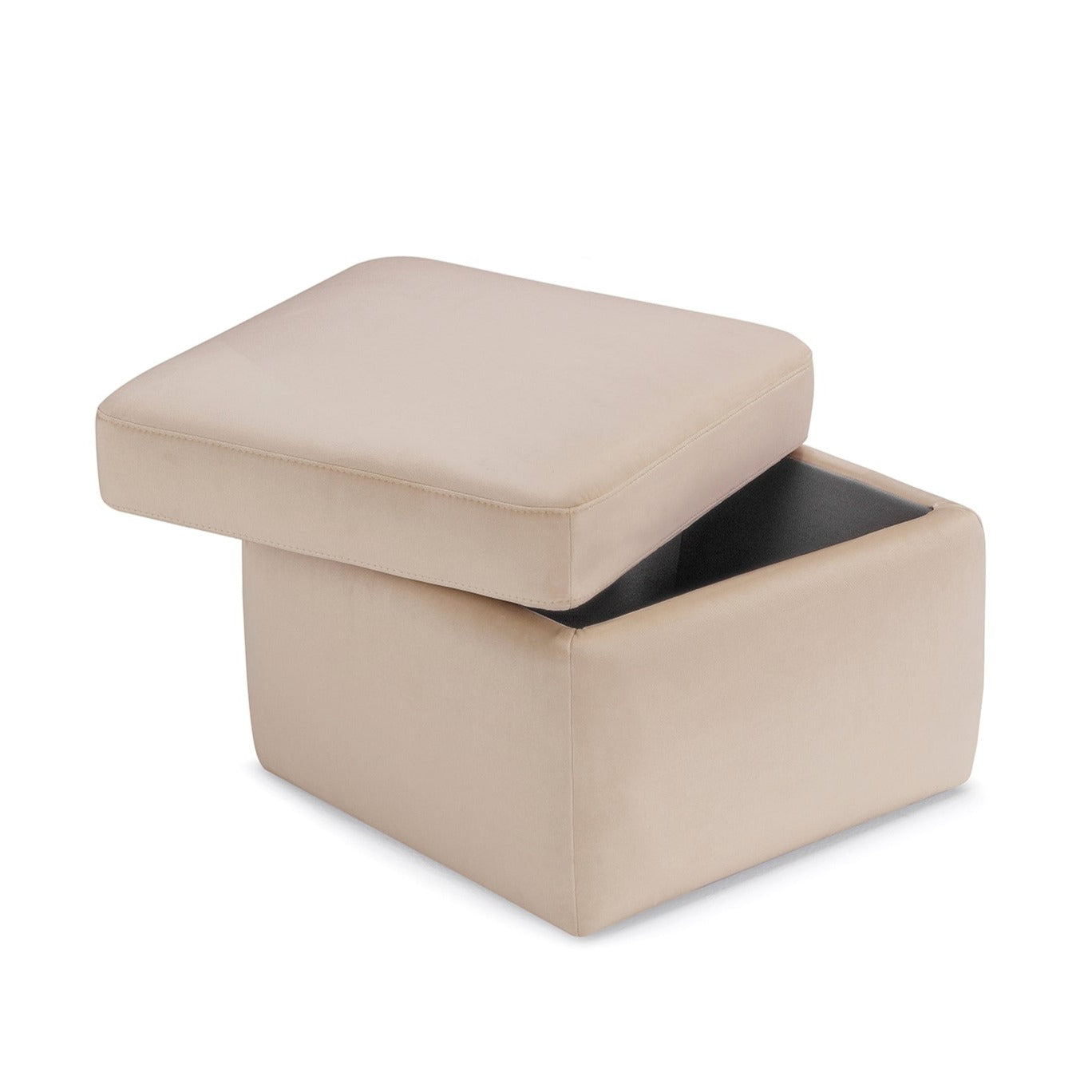 Pouf rangement Made in Italy en velours camel - VULGANO