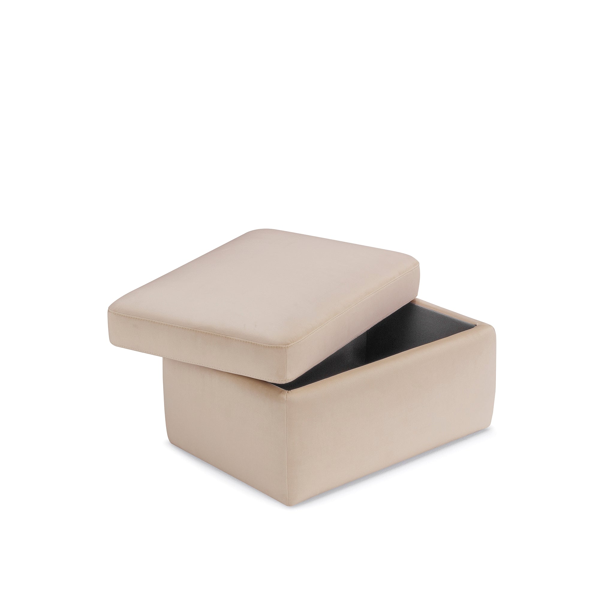 Pouf rangement Made in Italy en velours camel - VULGANO