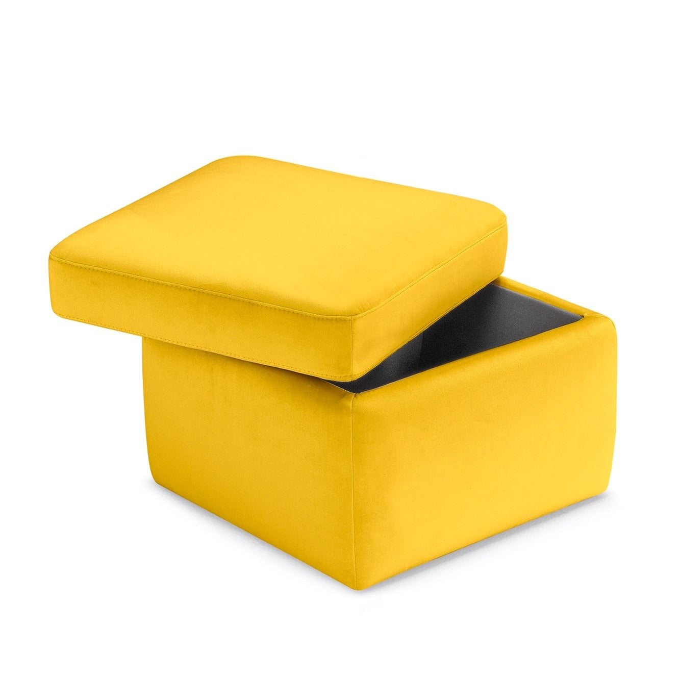 Pouf rangement Made in Italy en velours jaune - VULGANO