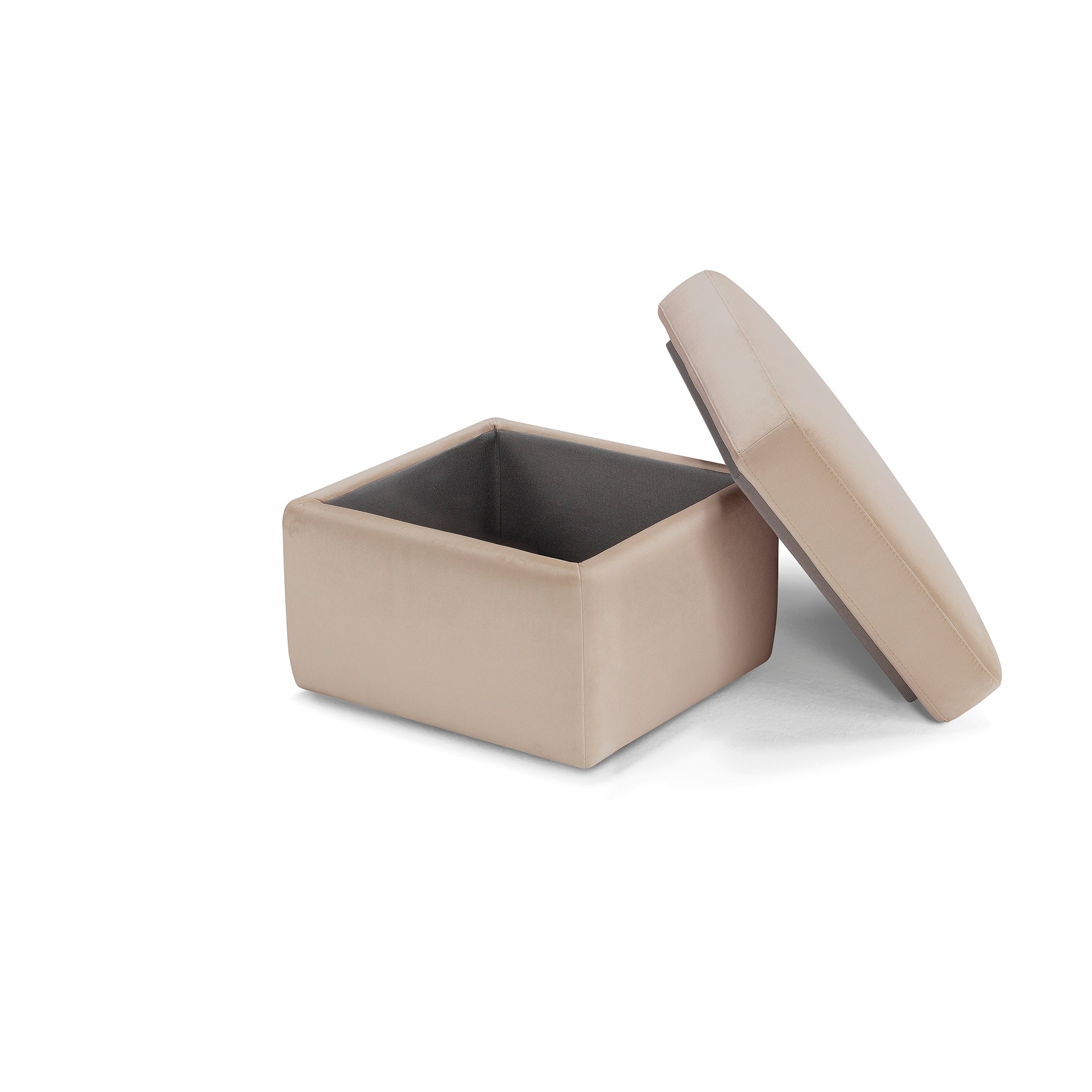Pouf rangement Made in Italy en velours camel - VULGANO