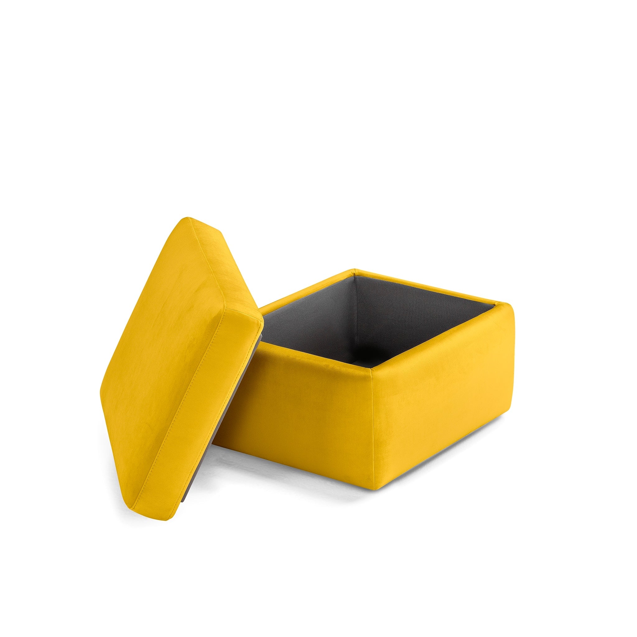 Pouf rangement Made in Italy en velours jaune - VULGANO