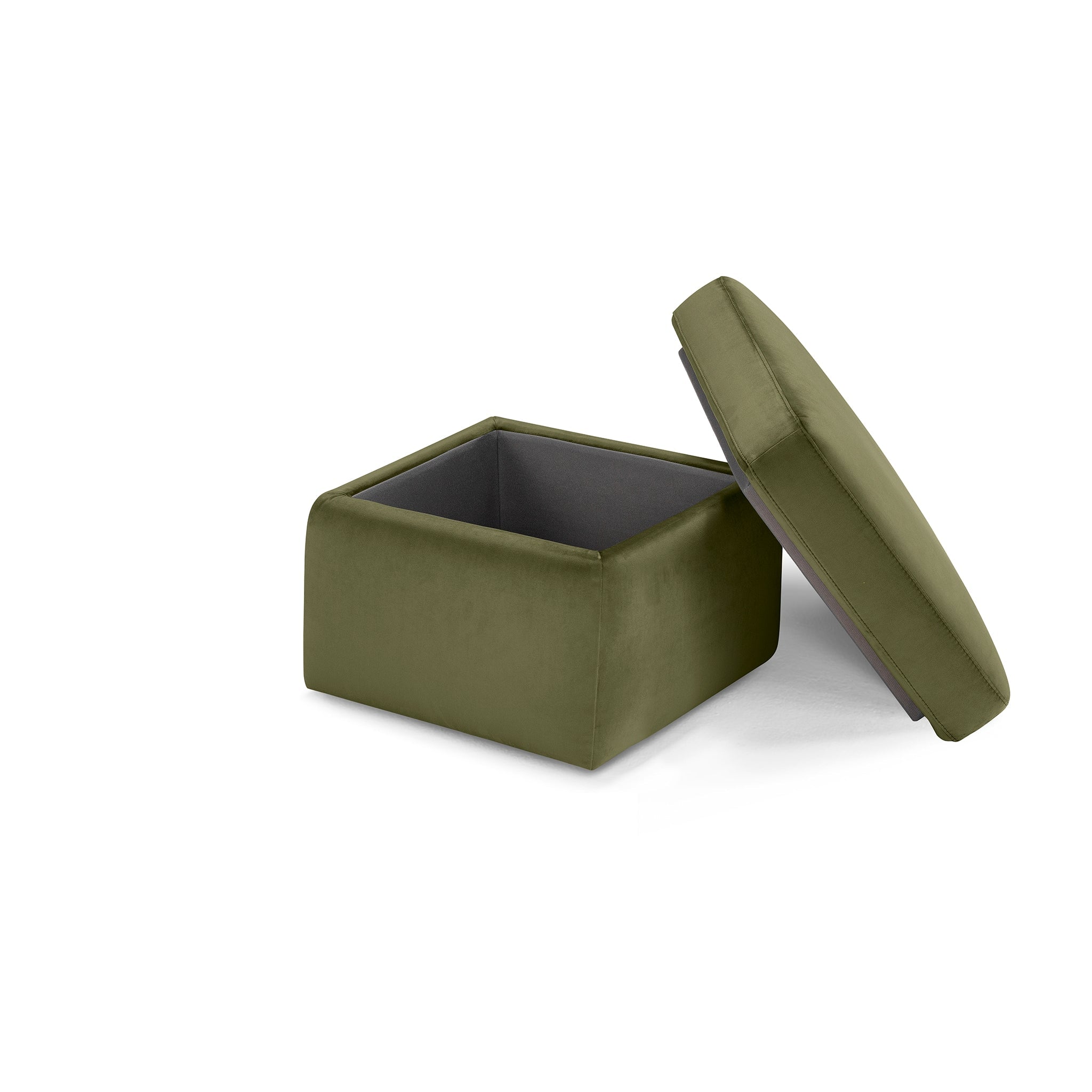 Pouf rangement Made in Italy en velours vert VULGANO