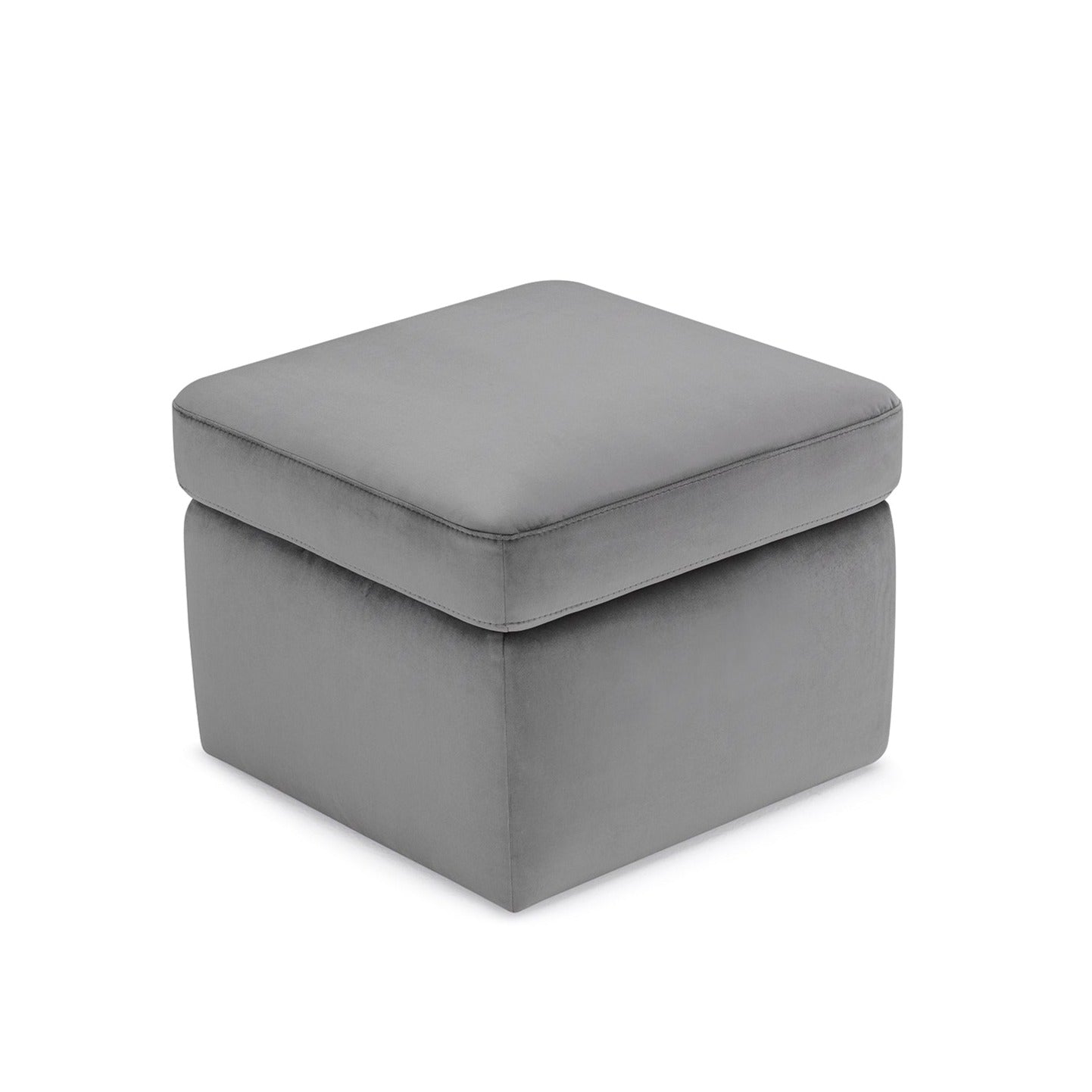 Pouf rangement Made in Italy en velours gris - VULGANO