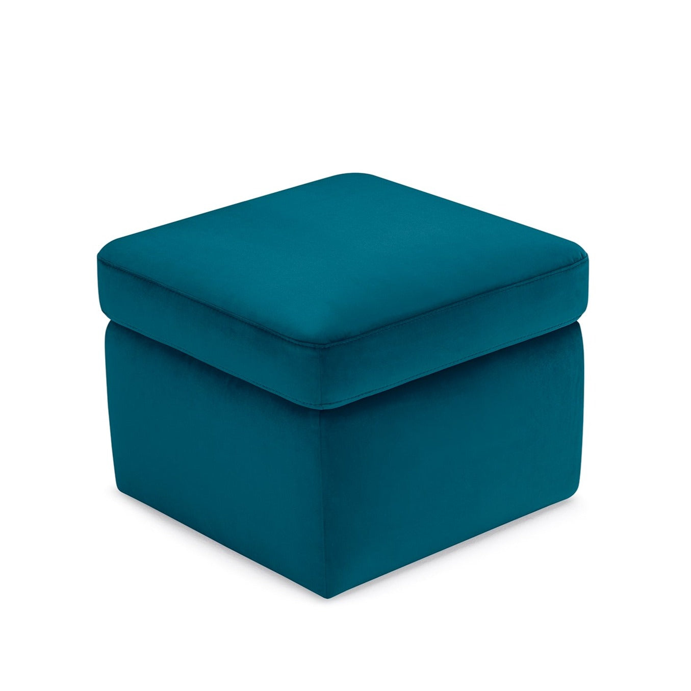 Pouf rangement Made in Italy en velours pétrole - Vulgano