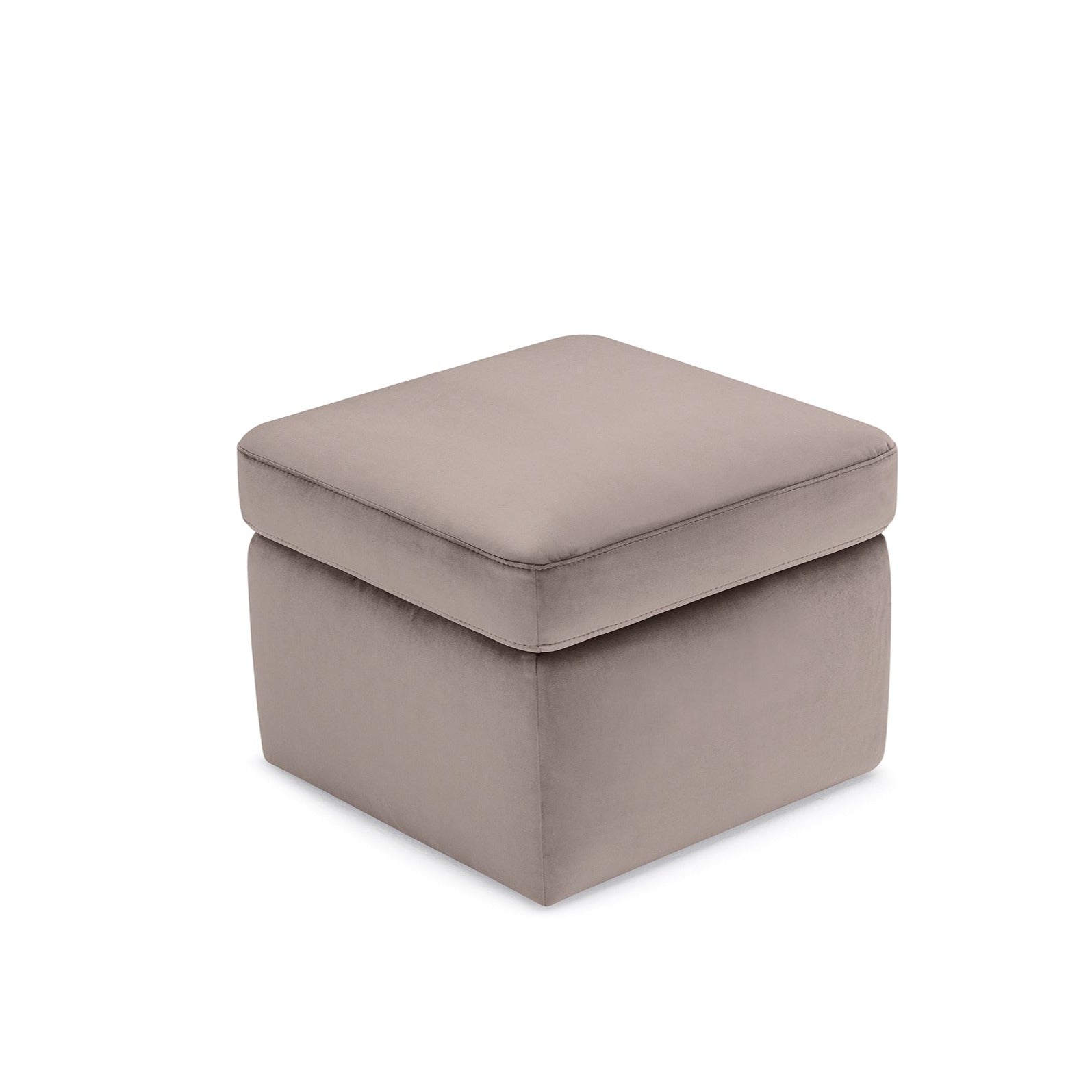 Pouf rangement Made in Italy en velours gris tourterelle - VULGANO