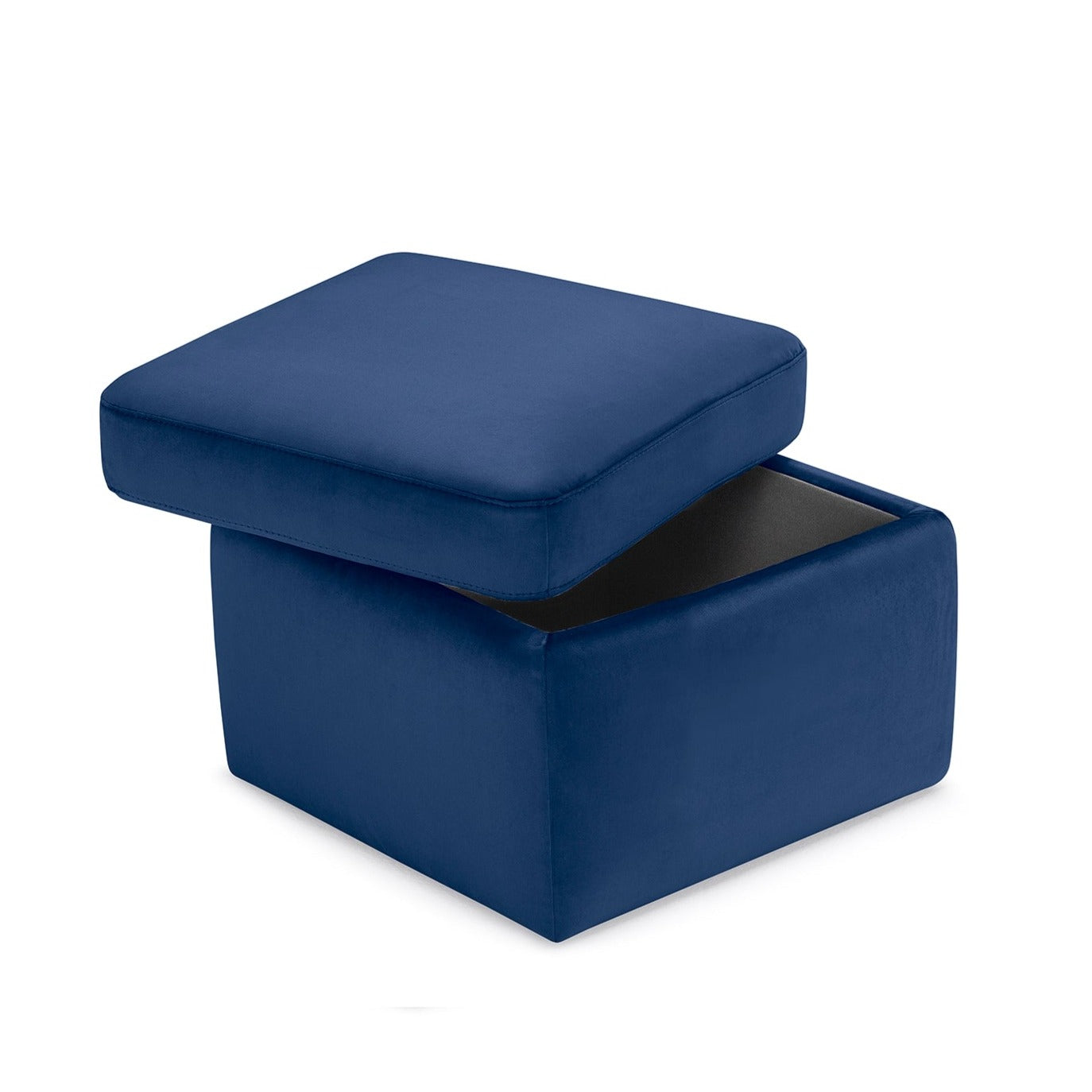 Pouf rangement Made in Italy en velours bleu - VULGANO