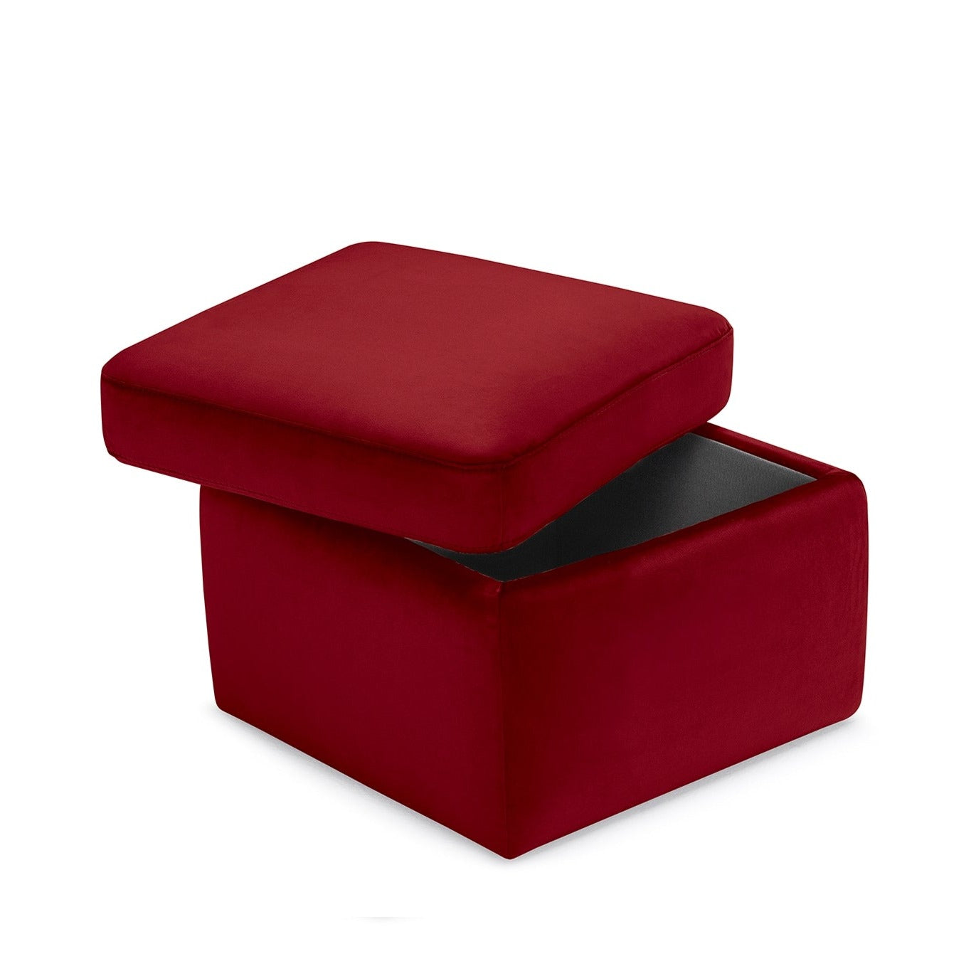 Pouf rangement Made in Italy en velours bordeaux - VULGANO