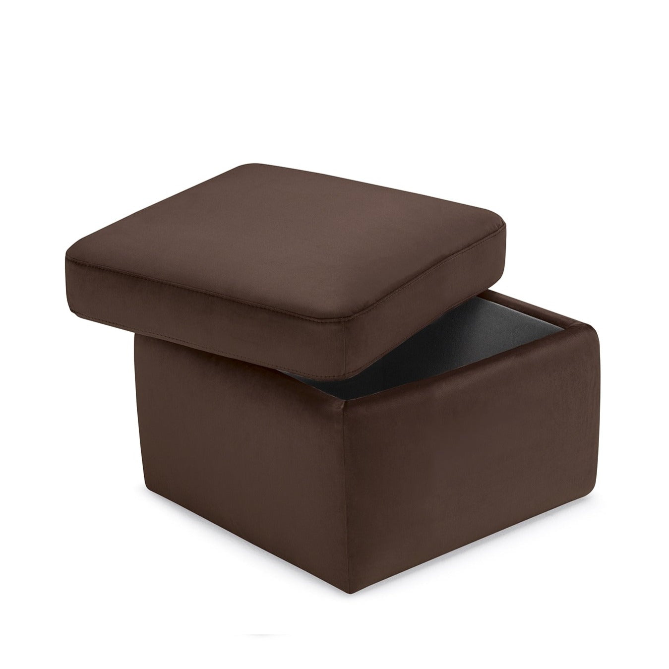 Pouf rangement Made in Italy en velours marron - VULGANO