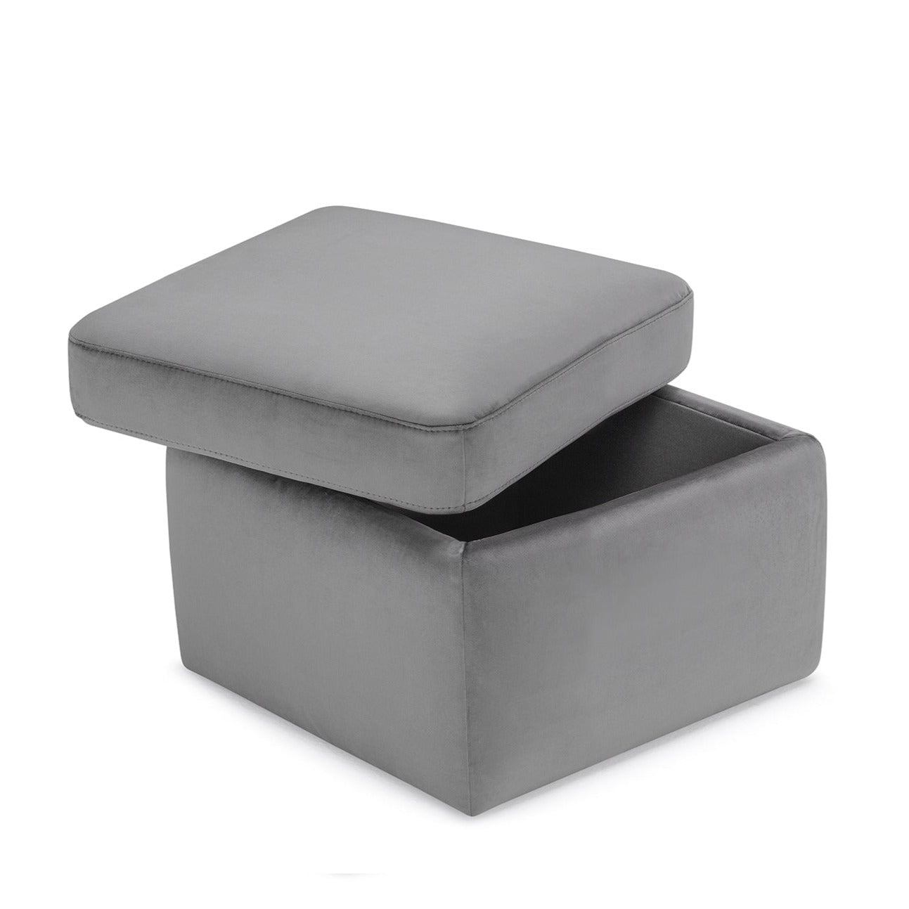 Pouf rangement Made in Italy en velours gris - VULGANO